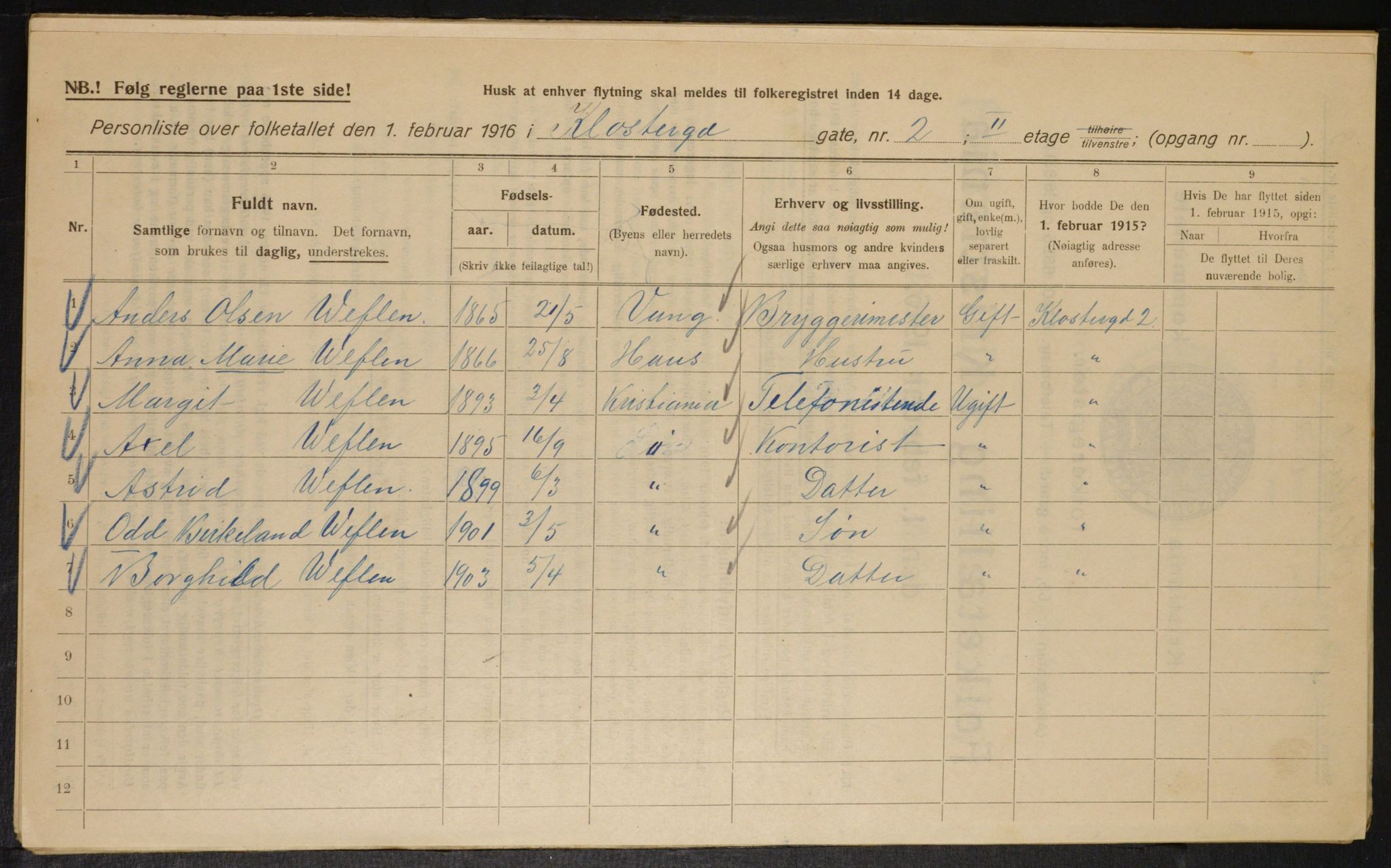 OBA, Municipal Census 1916 for Kristiania, 1916, p. 53199