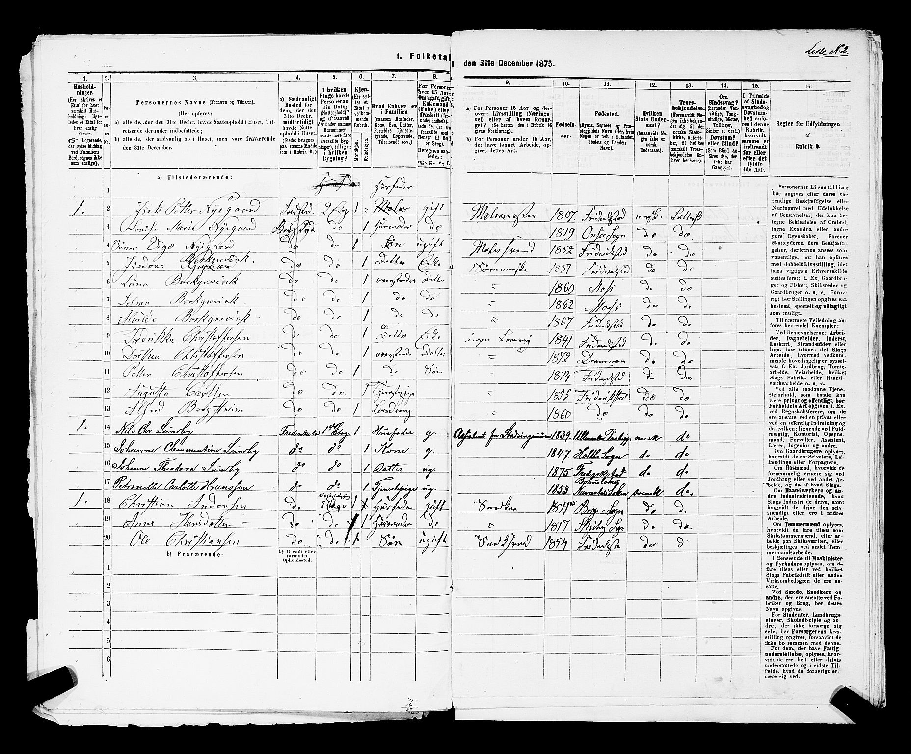 RA, 1875 census for 0103B Fredrikstad/Fredrikstad, 1875, p. 18