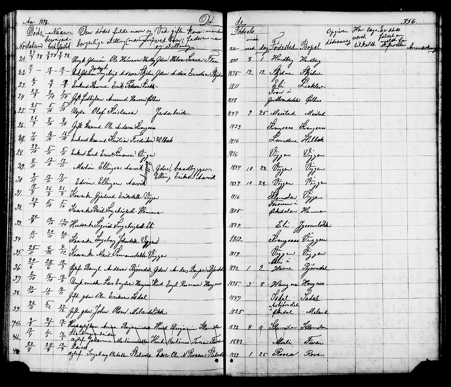 Ministerialprotokoller, klokkerbøker og fødselsregistre - Sør-Trøndelag, SAT/A-1456/665/L0777: Parish register (copy) no. 665C02, 1867-1915, p. 356