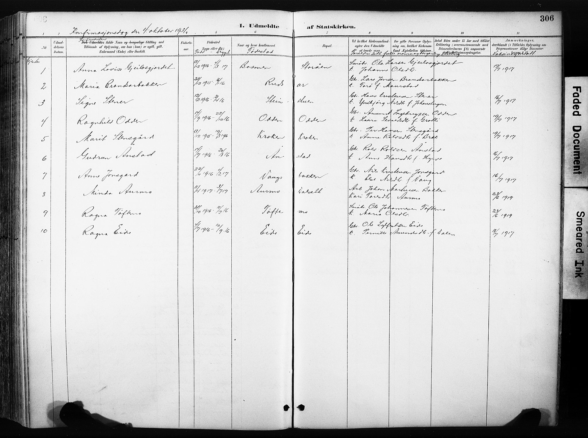 Skjåk prestekontor, SAH/PREST-072/H/Ha/Hab/L0003: Parish register (copy) no. 3, 1893-1932, p. 306
