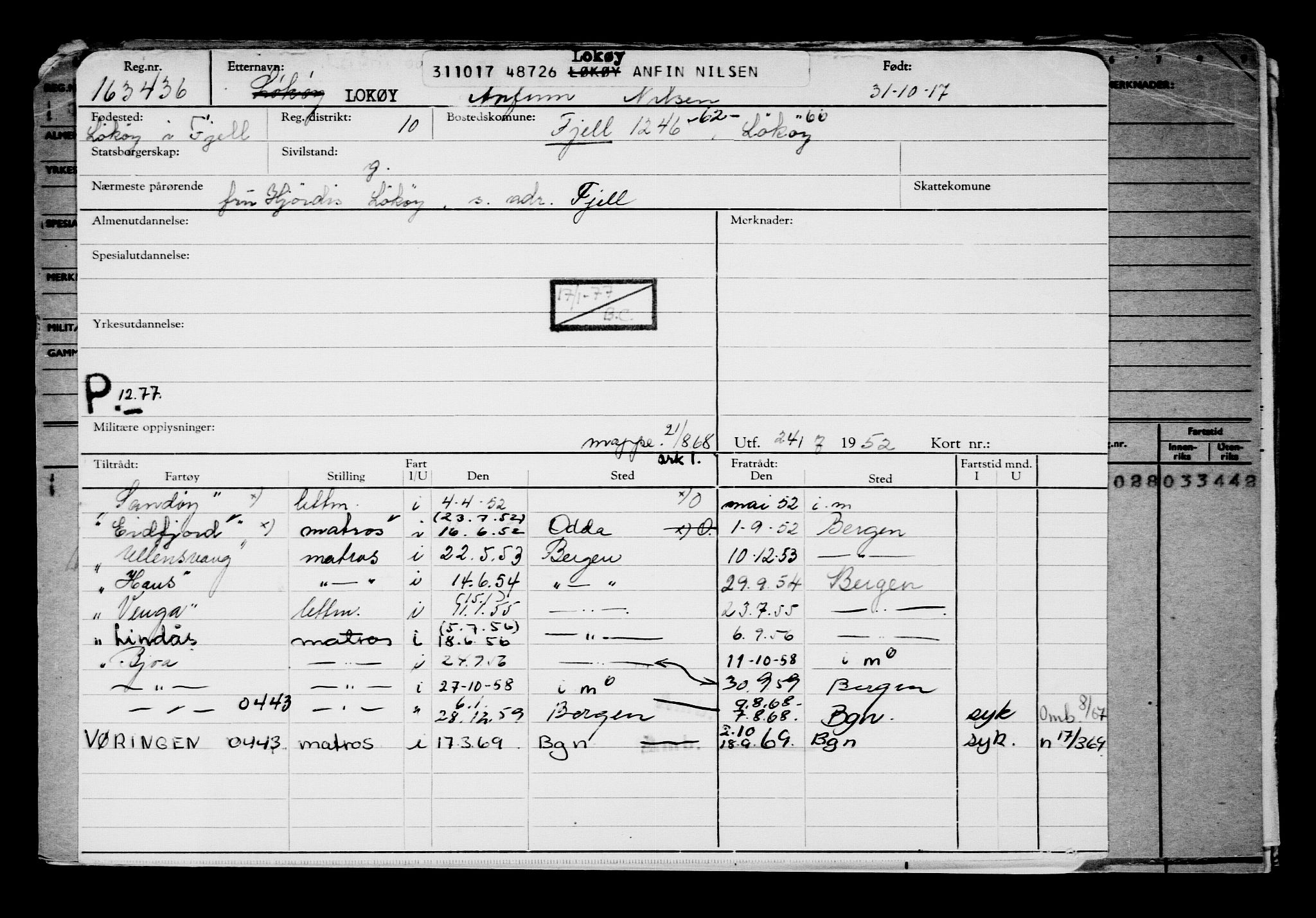 Direktoratet for sjømenn, AV/RA-S-3545/G/Gb/L0152: Hovedkort, 1917, p. 823