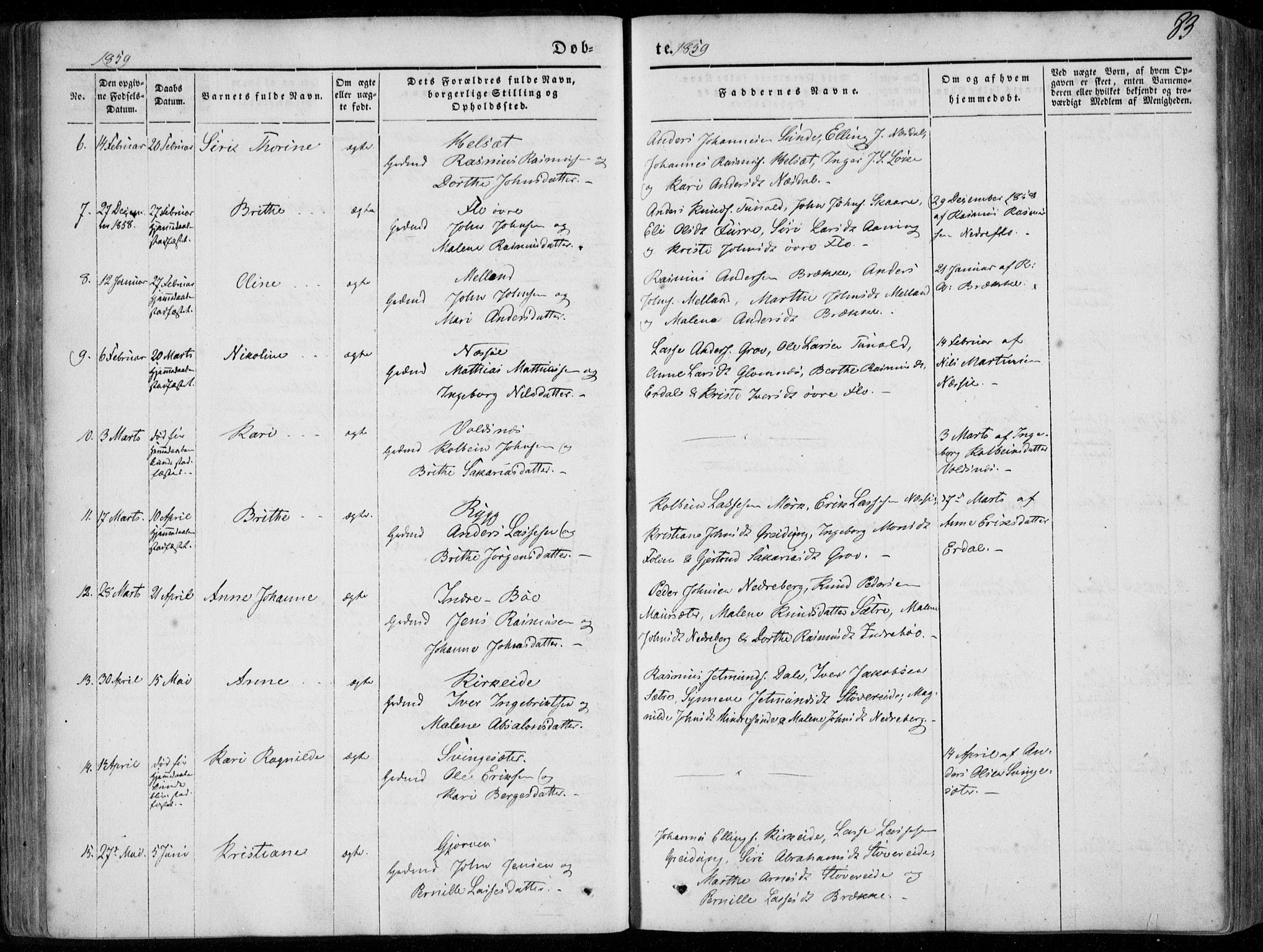 Stryn Sokneprestembete, AV/SAB-A-82501: Parish register (official) no. A 2, 1844-1861, p. 83