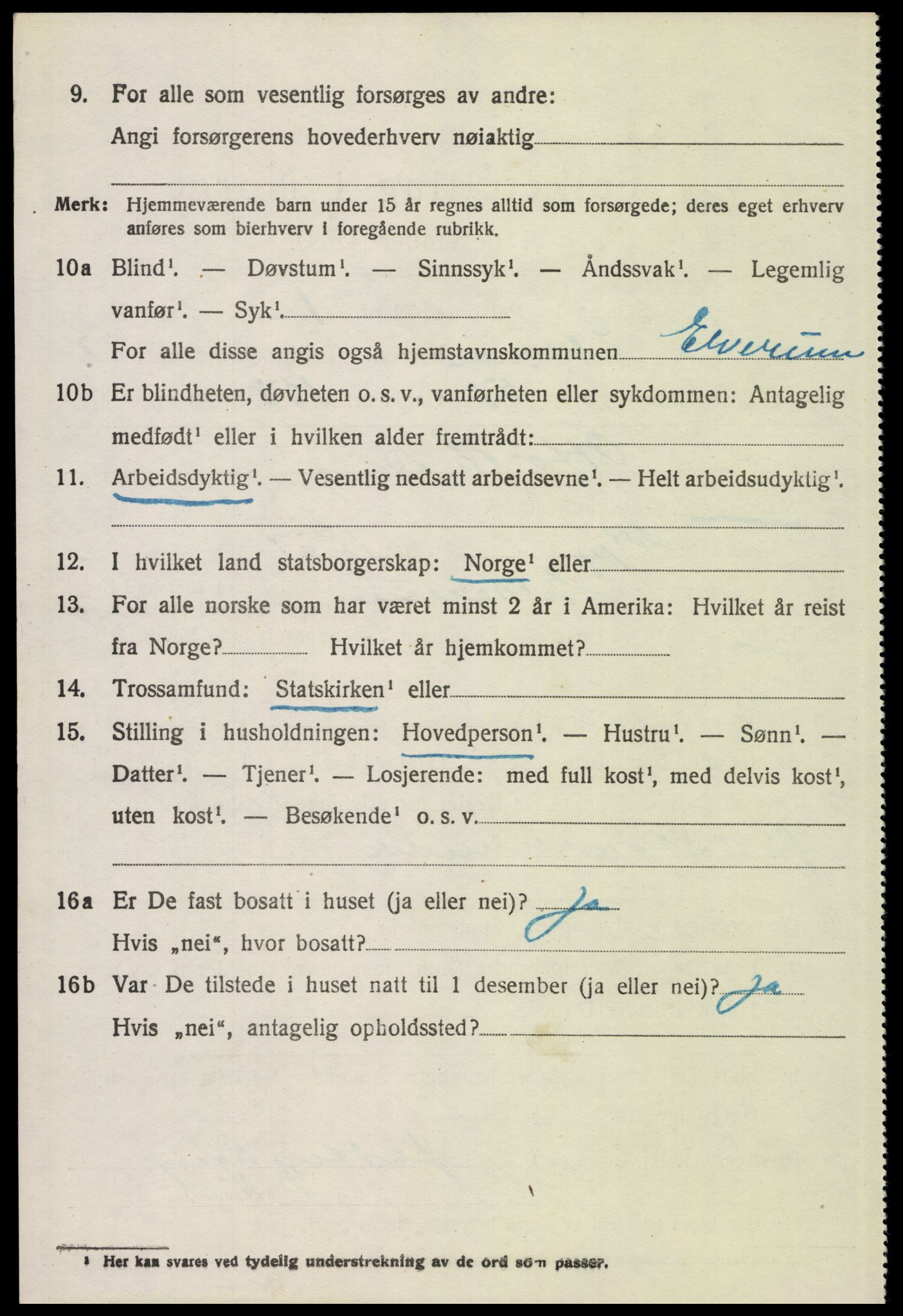 SAH, 1920 census for Elverum, 1920, p. 25167