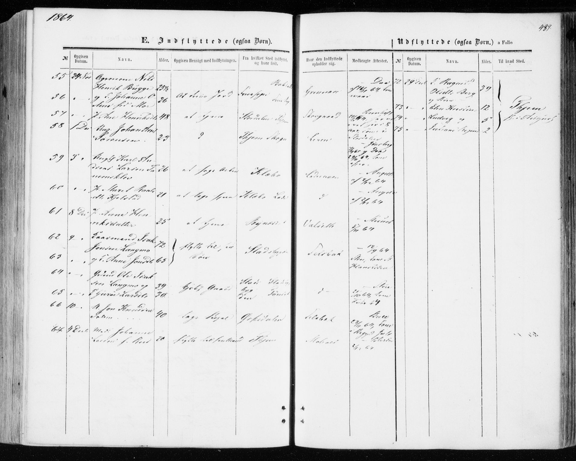 Ministerialprotokoller, klokkerbøker og fødselsregistre - Sør-Trøndelag, SAT/A-1456/606/L0292: Parish register (official) no. 606A07, 1856-1865, p. 489