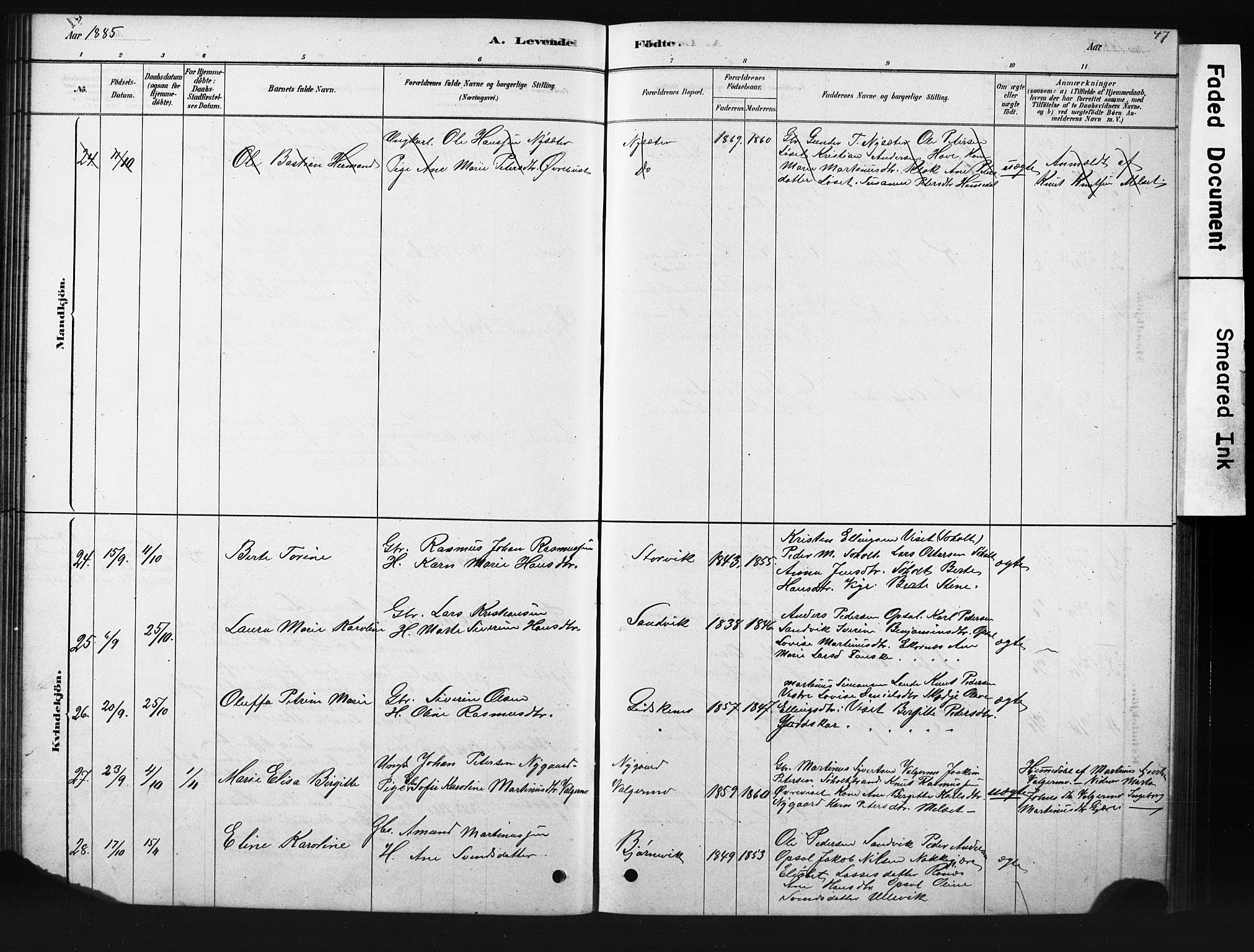 Ministerialprotokoller, klokkerbøker og fødselsregistre - Møre og Romsdal, AV/SAT-A-1454/522/L0326: Parish register (copy) no. 522C05, 1878-1890, p. 47