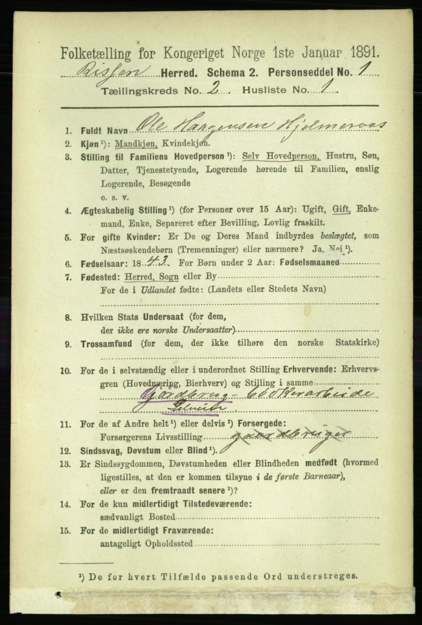 RA, 1891 census for 1624 Rissa, 1891, p. 1121