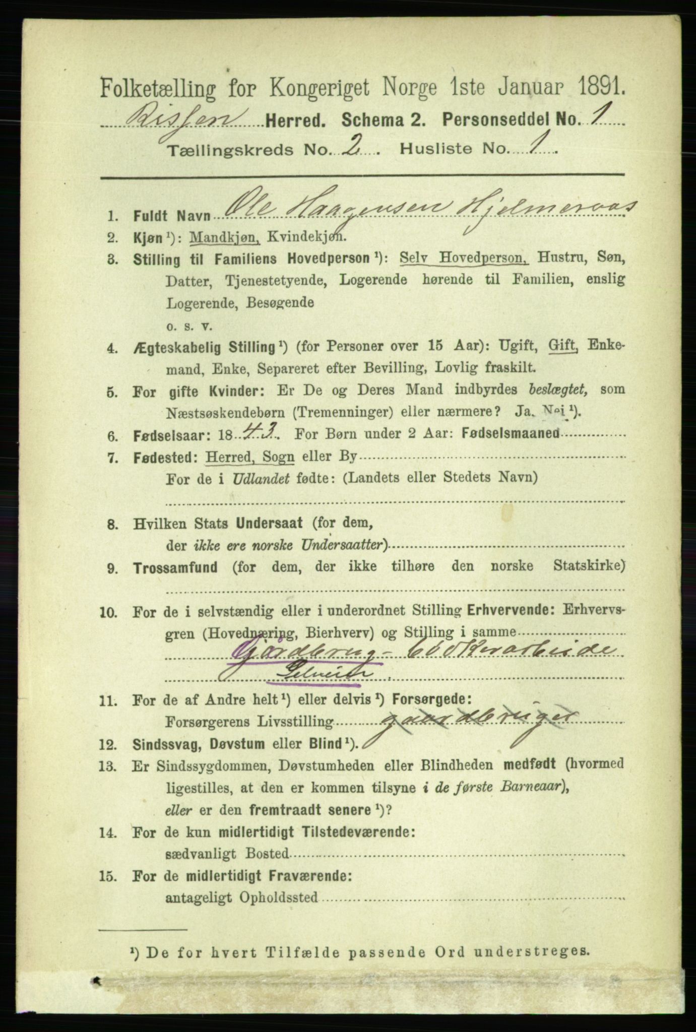 RA, 1891 census for 1624 Rissa, 1891, p. 1121