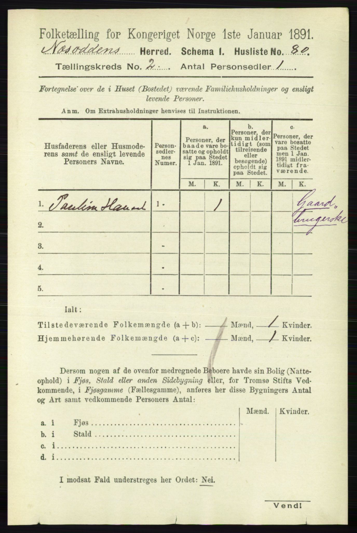 RA, 1891 census for 0216 Nesodden, 1891, p. 466