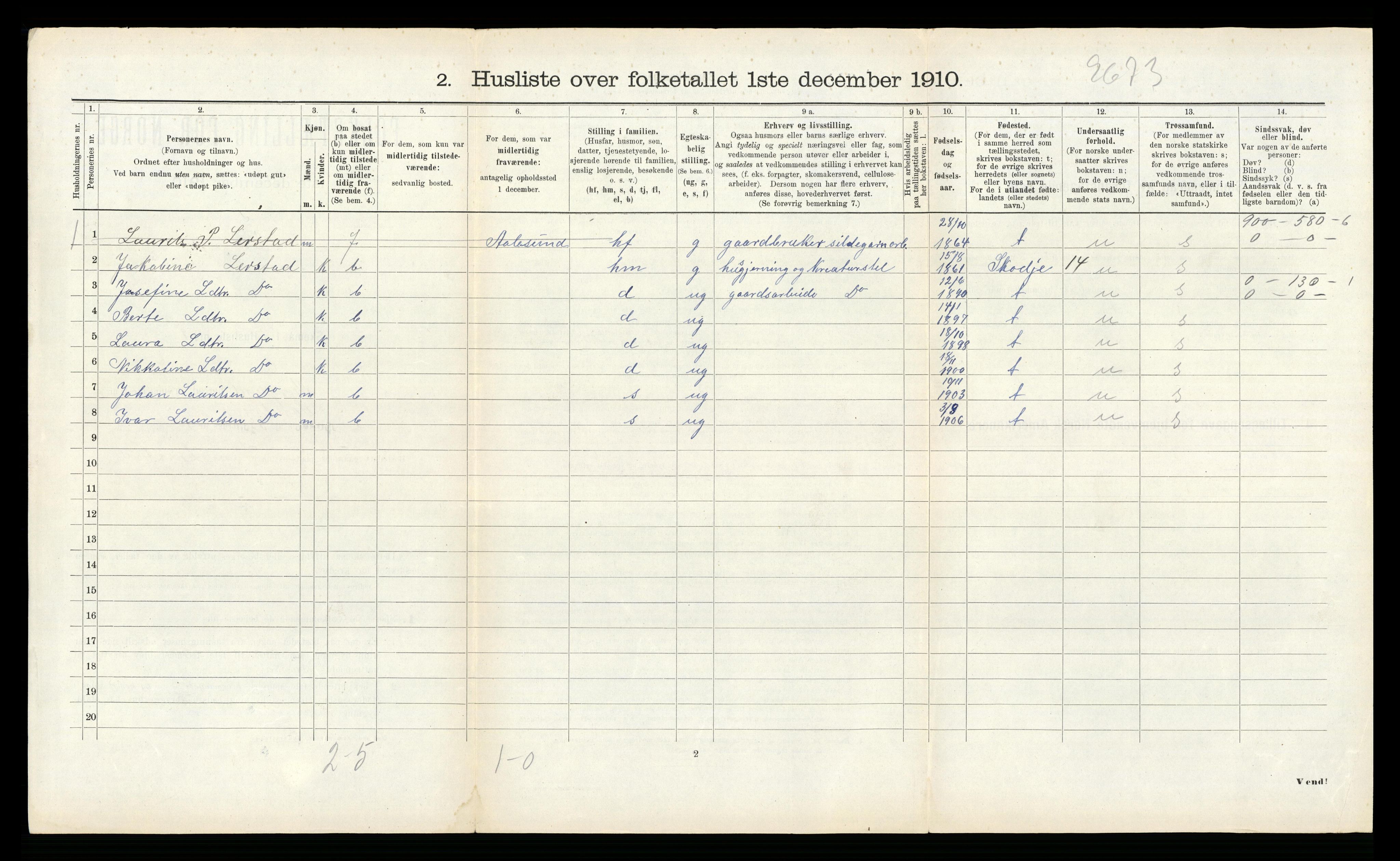 RA, 1910 census for Borgund, 1910, p. 554