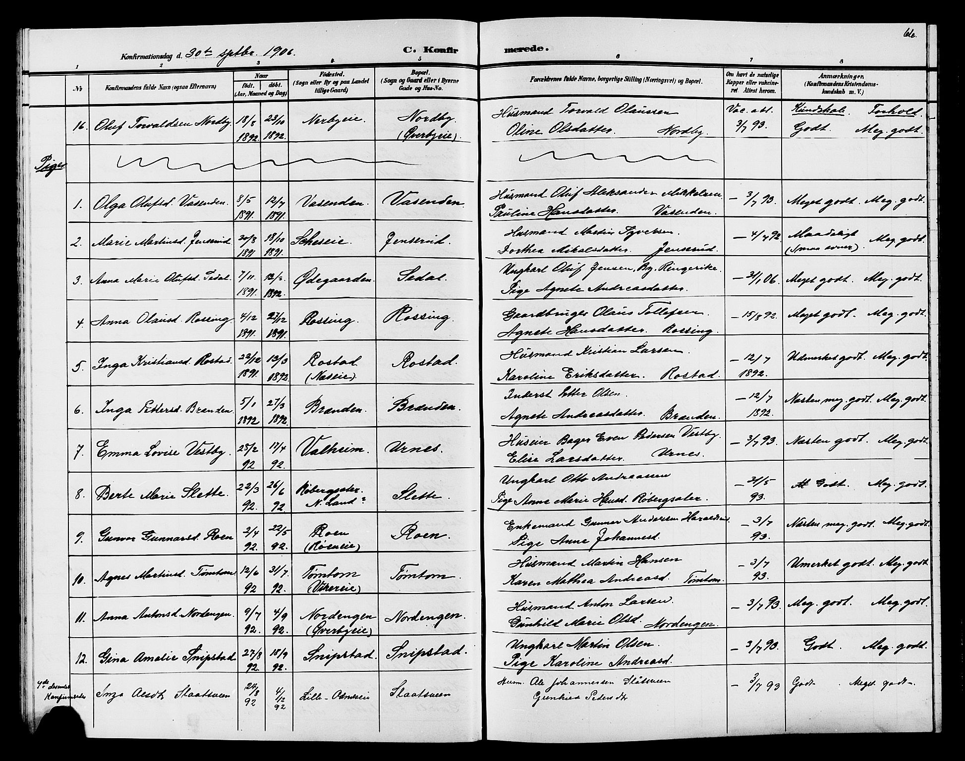Søndre Land prestekontor, AV/SAH-PREST-122/L/L0005: Parish register (copy) no. 5, 1902-1911, p. 66