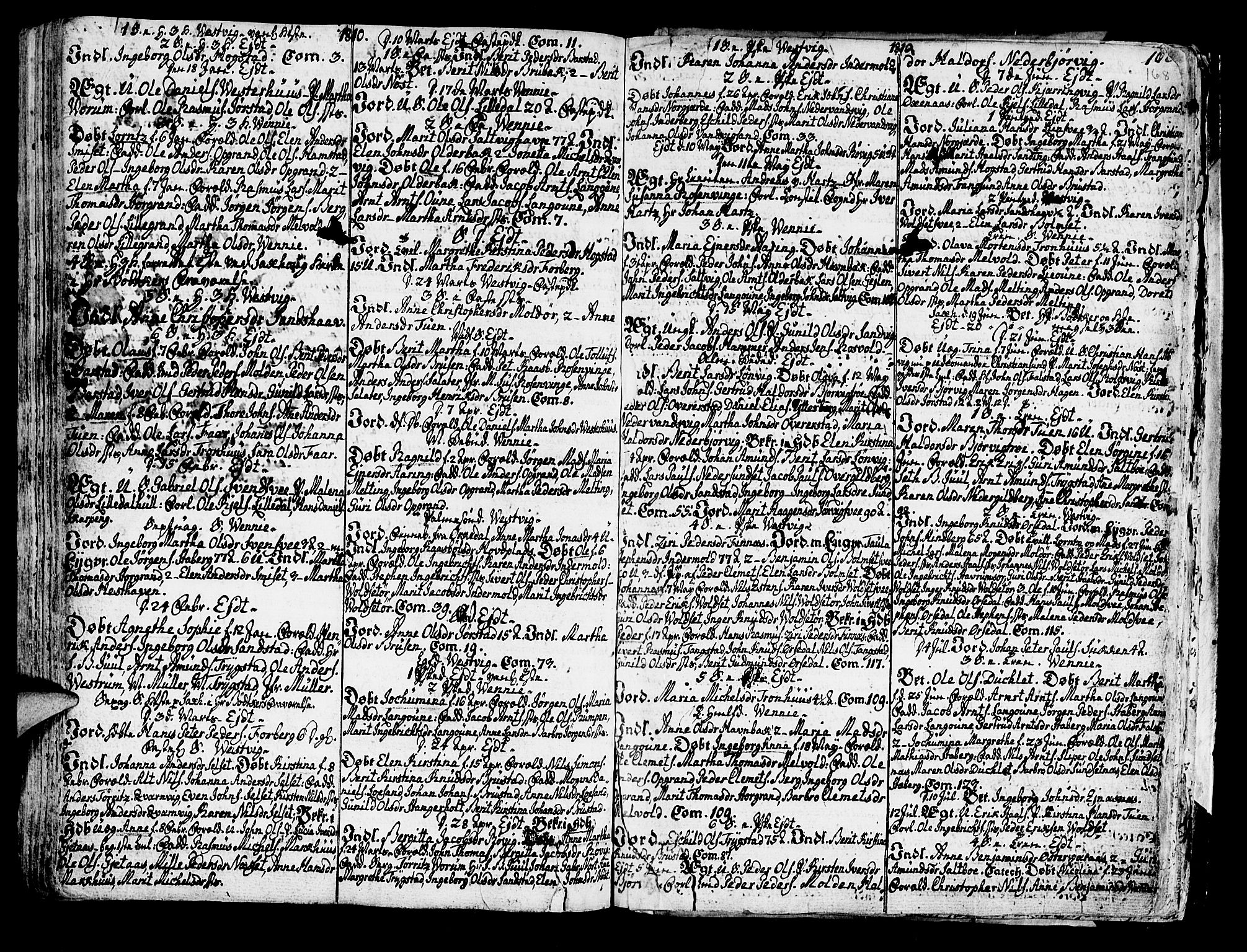 Ministerialprotokoller, klokkerbøker og fødselsregistre - Nord-Trøndelag, SAT/A-1458/722/L0216: Parish register (official) no. 722A03, 1756-1816, p. 168