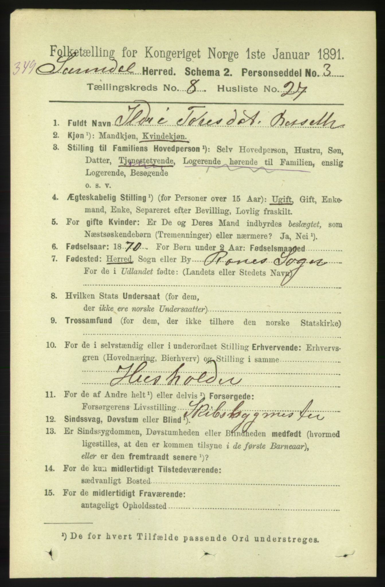 RA, 1891 census for 1566 Surnadal, 1891, p. 2238