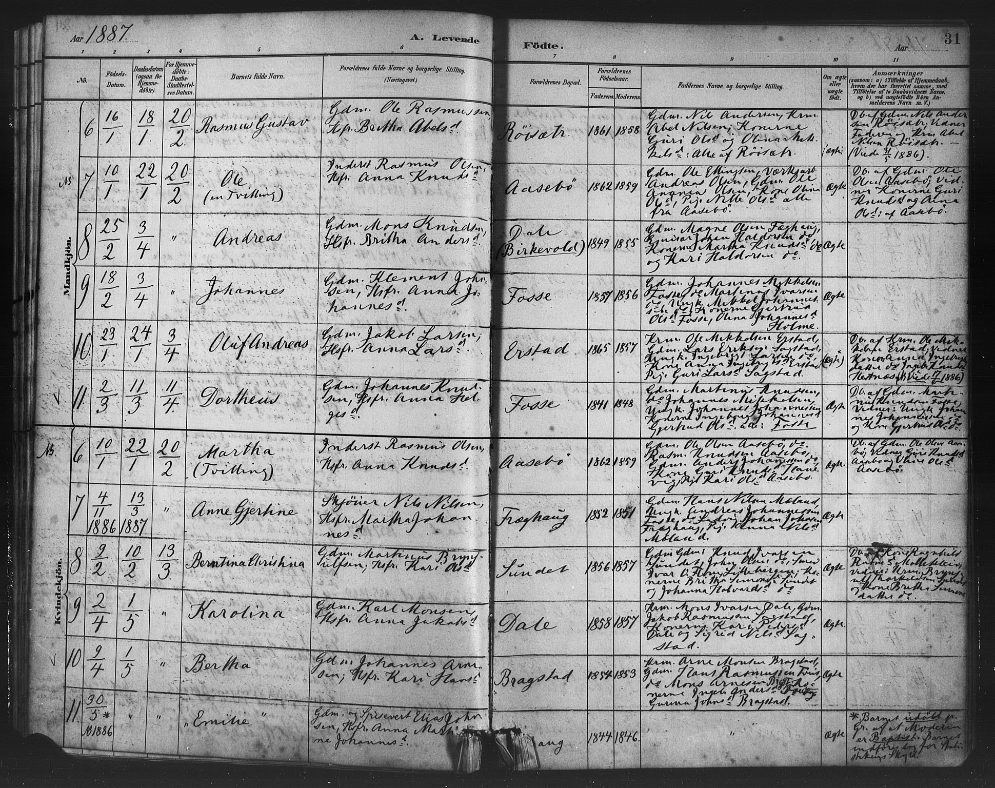 Alversund Sokneprestembete, AV/SAB-A-73901/H/Ha/Haa/Haac/L0001: Parish register (official) no. C 1, 1882-1900, p. 31