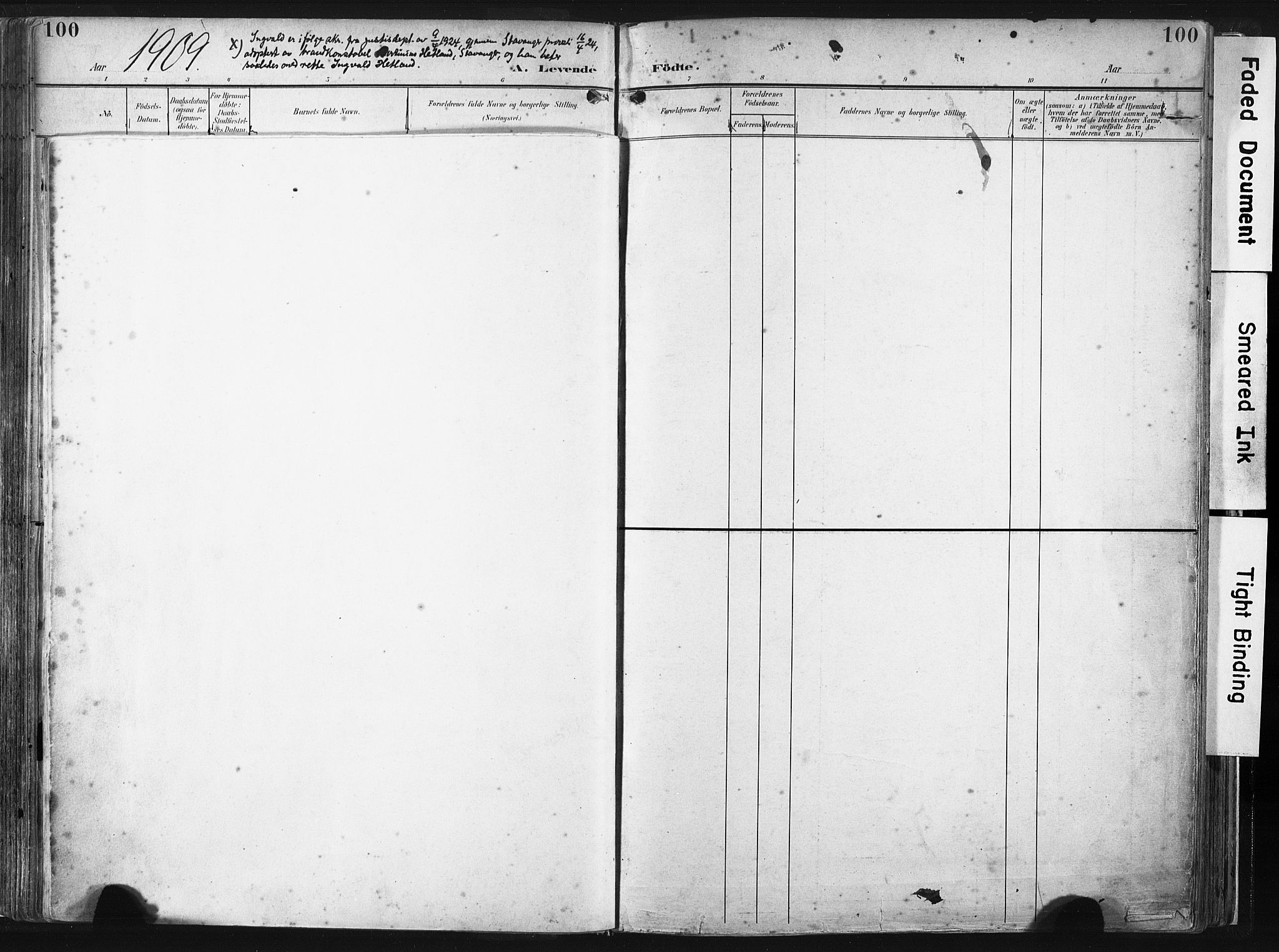Høyland sokneprestkontor, SAST/A-101799/001/30BA/L0016: Parish register (official) no. A 16, 1899-1911, p. 100r