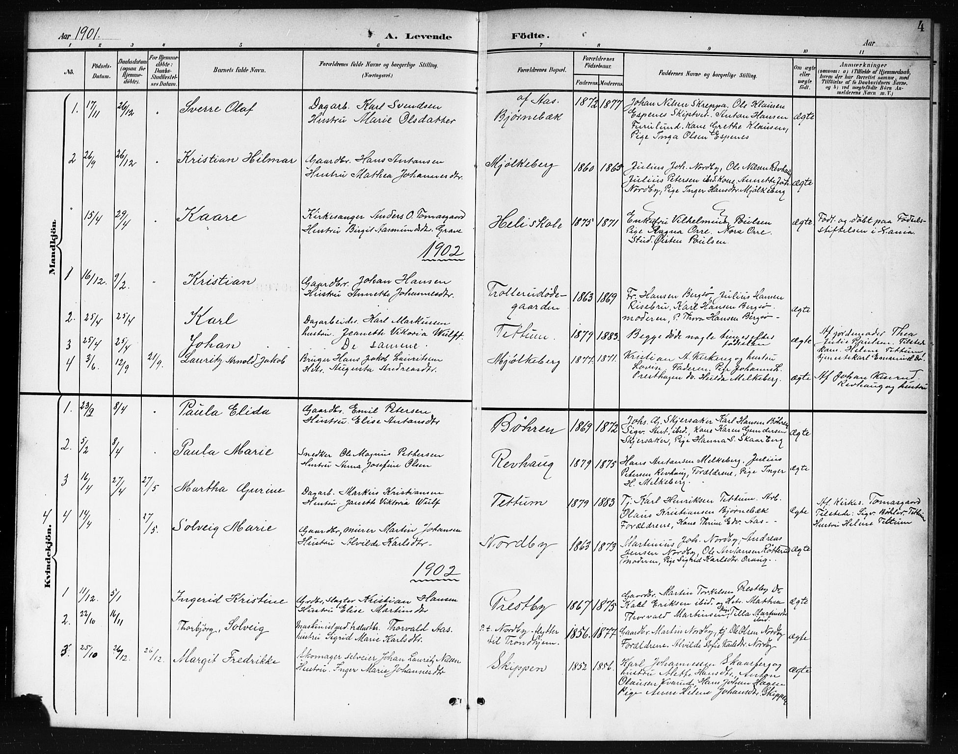 Spydeberg prestekontor Kirkebøker, SAO/A-10924/G/Gc/L0001: Parish register (copy) no. III 1, 1901-1917, p. 4