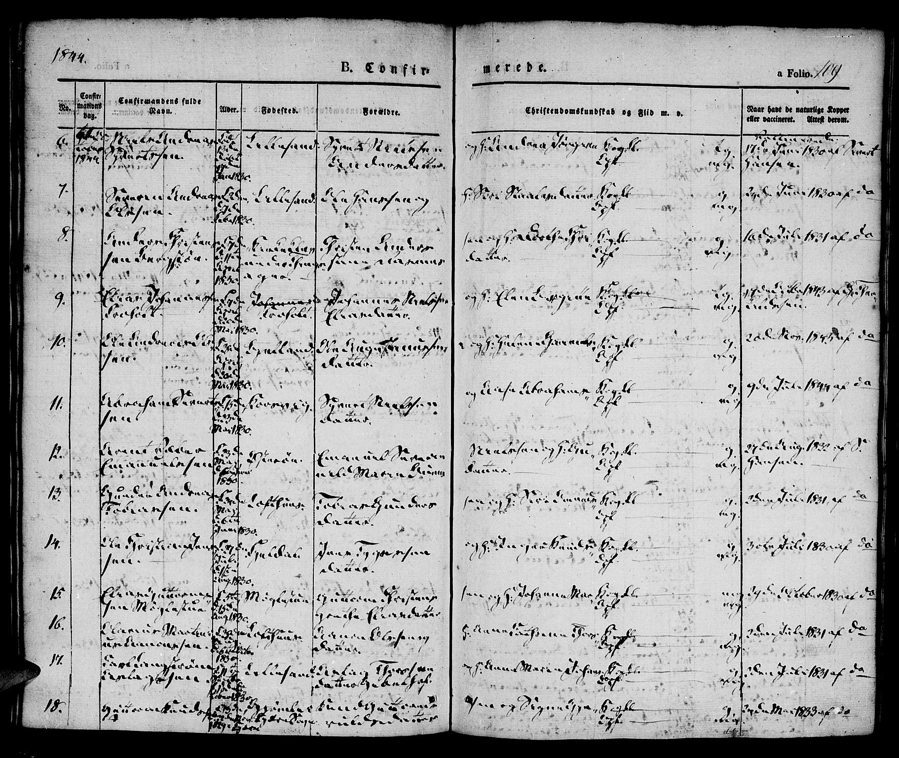 Vestre Moland sokneprestkontor, AV/SAK-1111-0046/F/Fa/Fab/L0005: Parish register (official) no. A 5, 1841-1849, p. 109