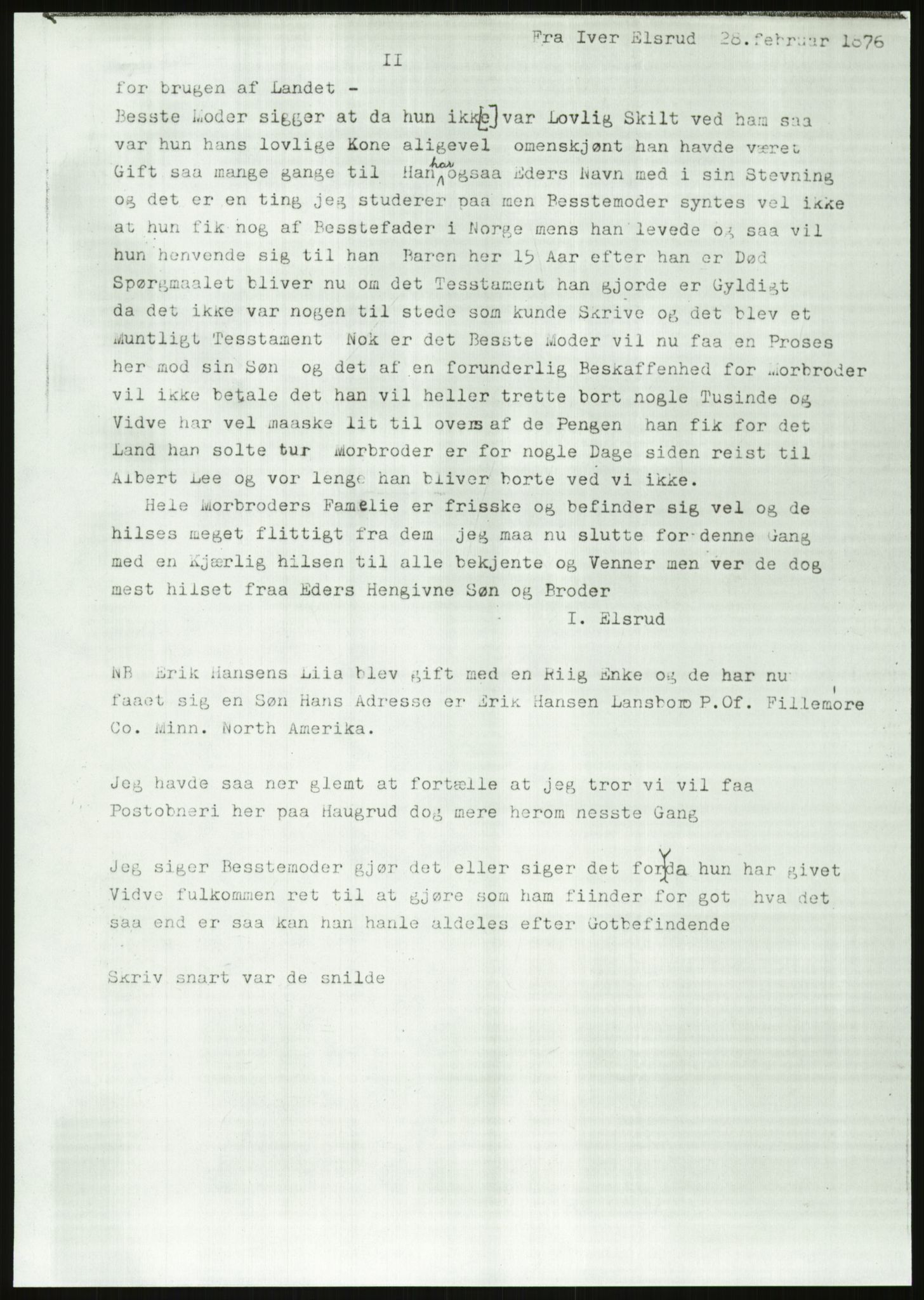 Samlinger til kildeutgivelse, Amerikabrevene, AV/RA-EA-4057/F/L0018: Innlån fra Buskerud: Elsrud, 1838-1914, p. 561