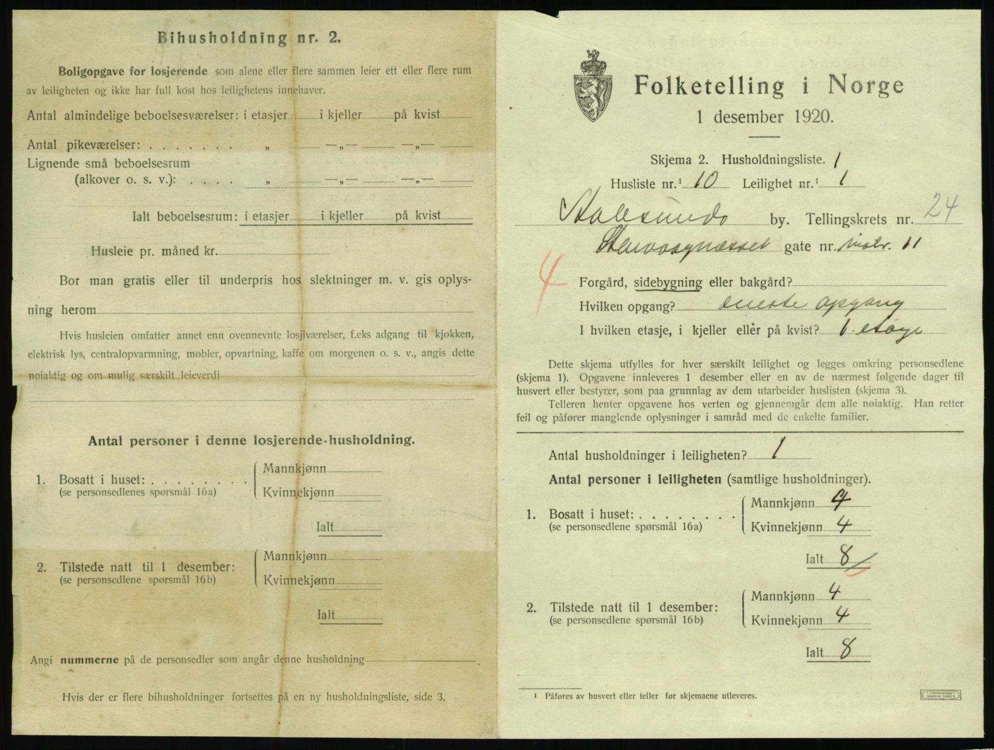 SAT, 1920 census for Ålesund, 1920, p. 9524