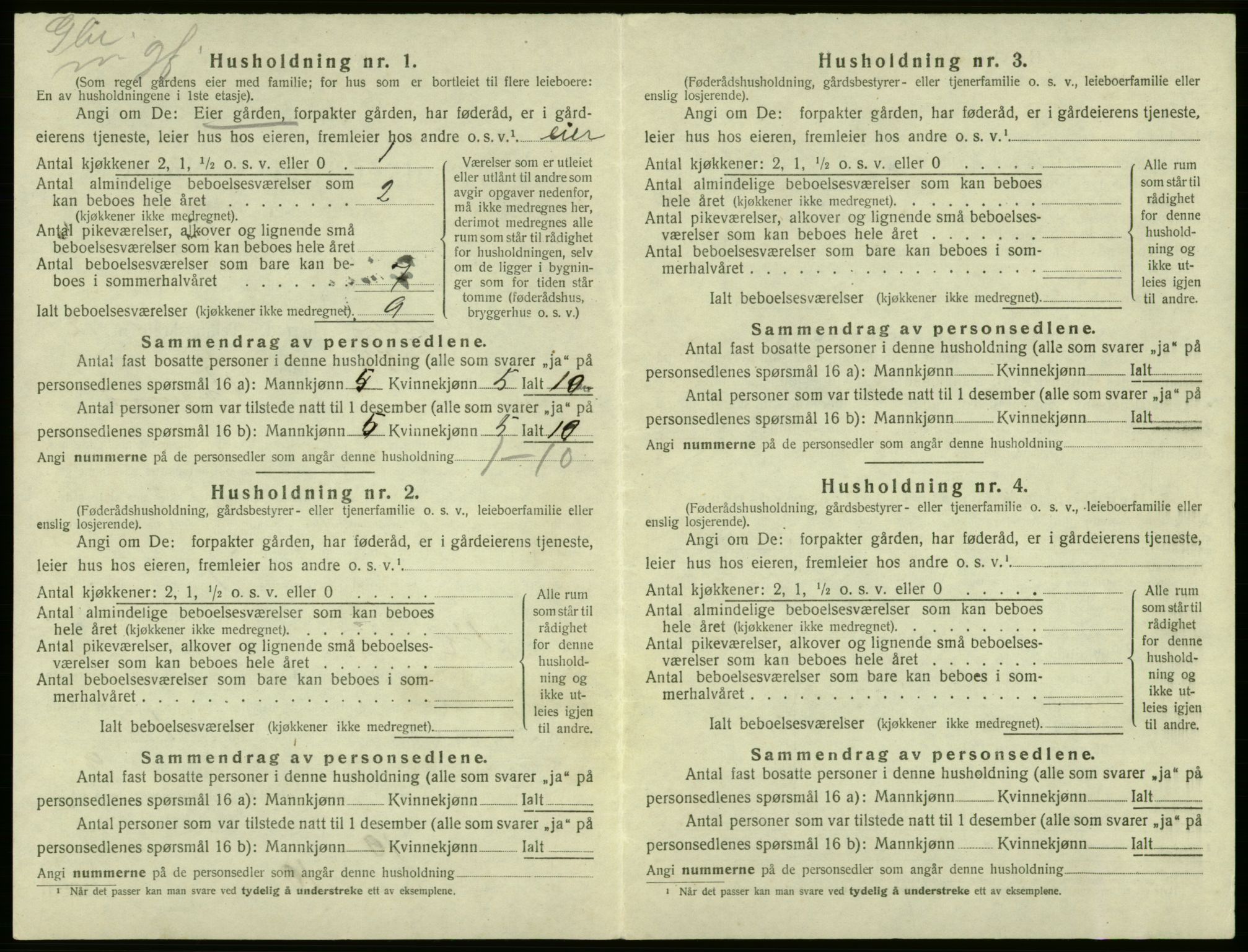 SAB, 1920 census for Kvam, 1920, p. 1112