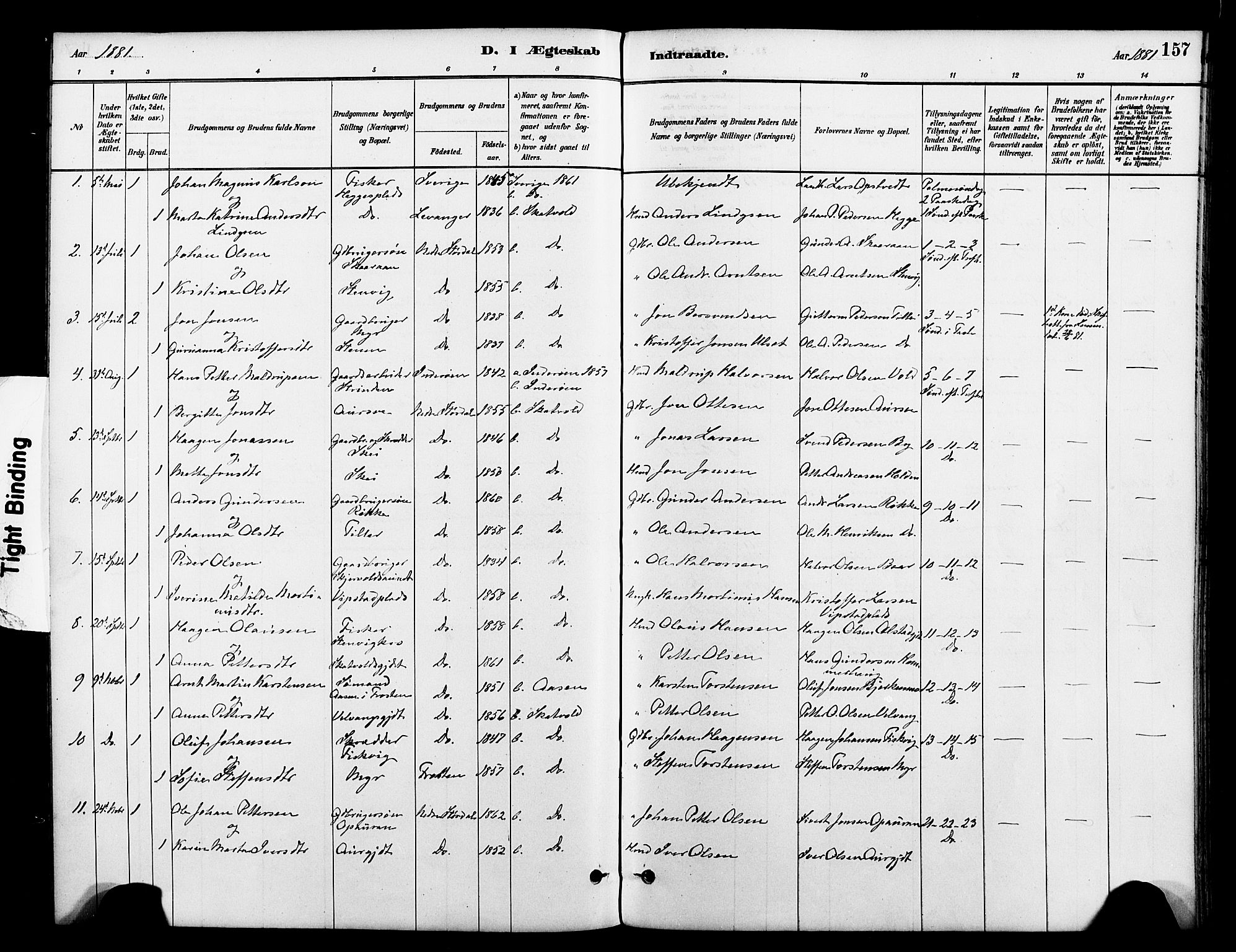 Ministerialprotokoller, klokkerbøker og fødselsregistre - Nord-Trøndelag, AV/SAT-A-1458/712/L0100: Parish register (official) no. 712A01, 1880-1900, p. 157