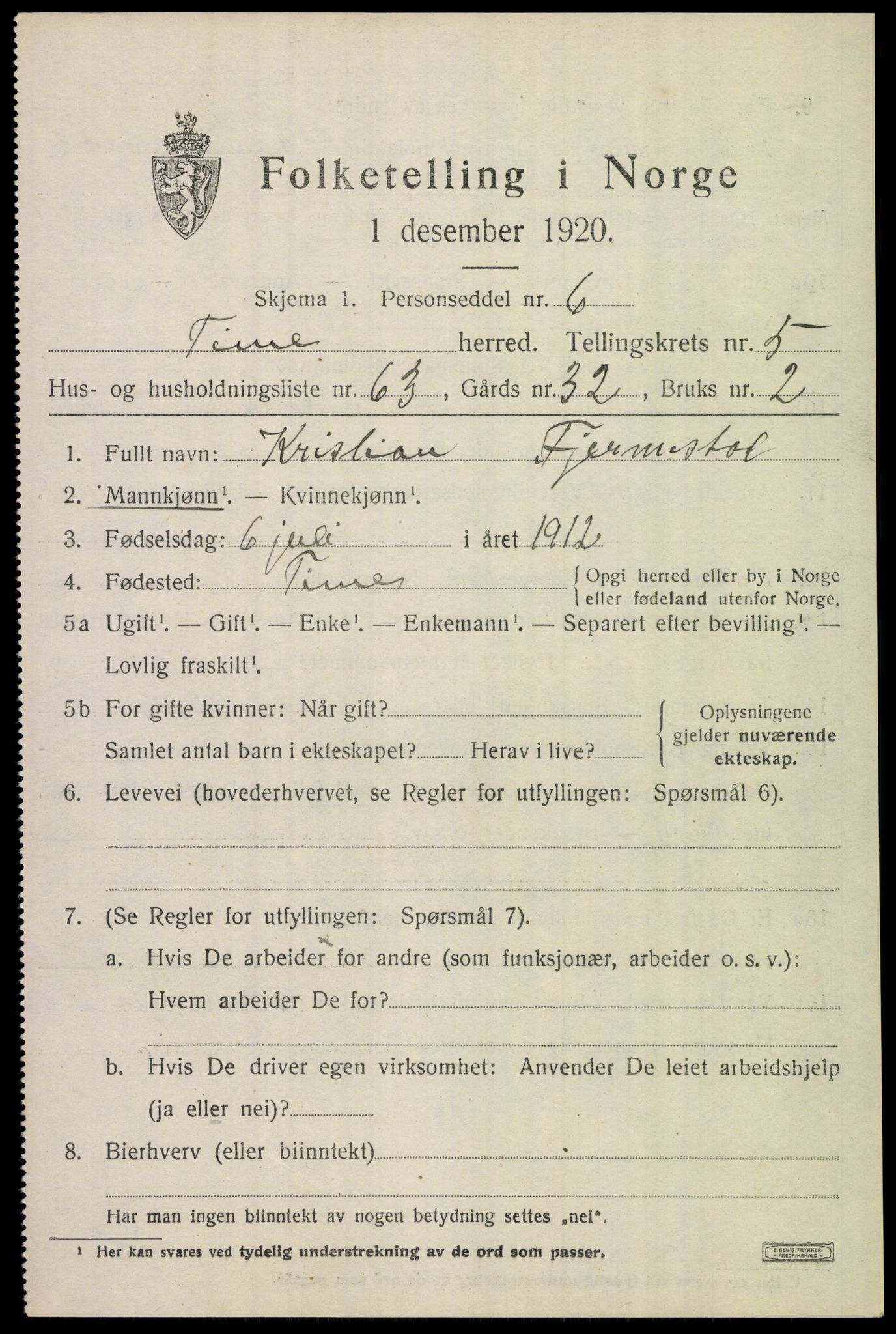 SAST, 1920 census for Time, 1920, p. 6955