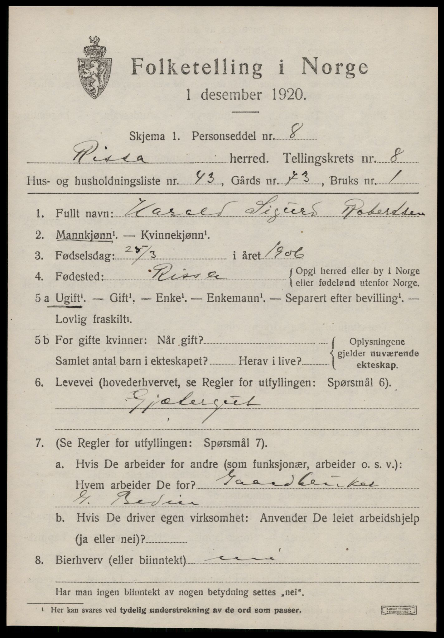 SAT, 1920 census for Rissa, 1920, p. 5941