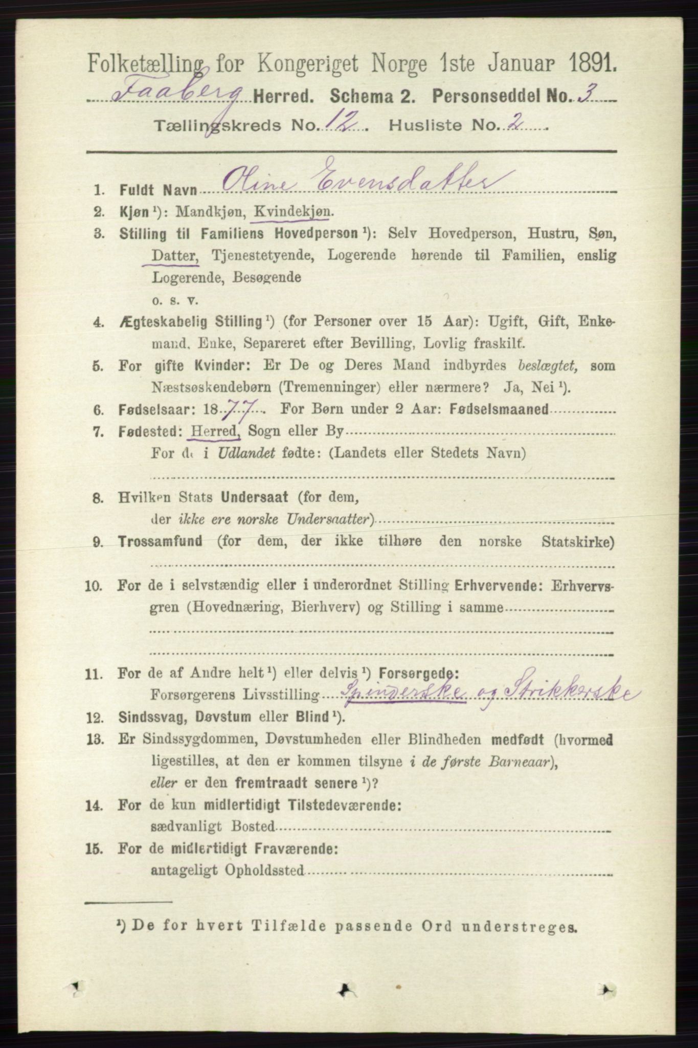 RA, 1891 census for 0524 Fåberg, 1891, p. 4776