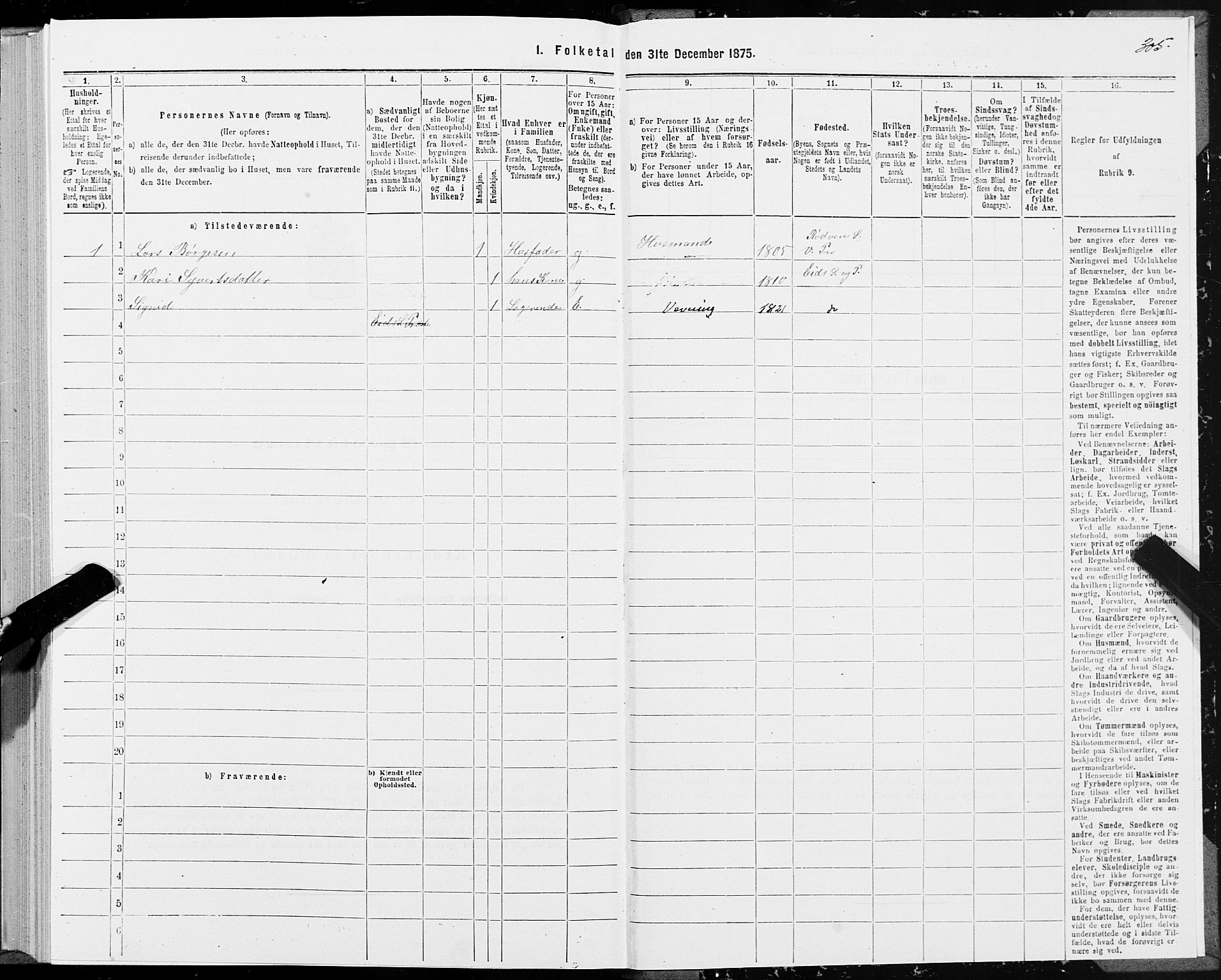 SAT, 1875 census for 1541P Veøy, 1875, p. 2305