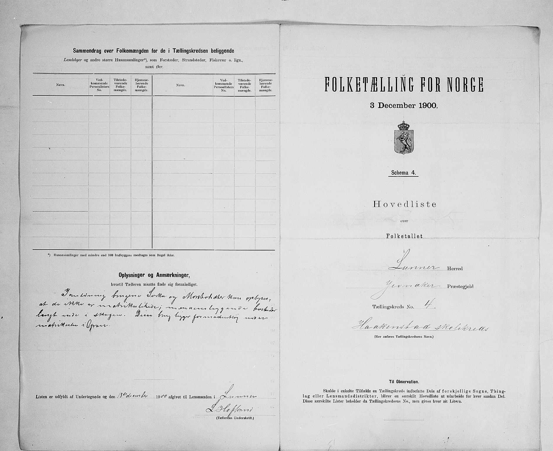 SAH, 1900 census for Lunner, 1900, p. 20