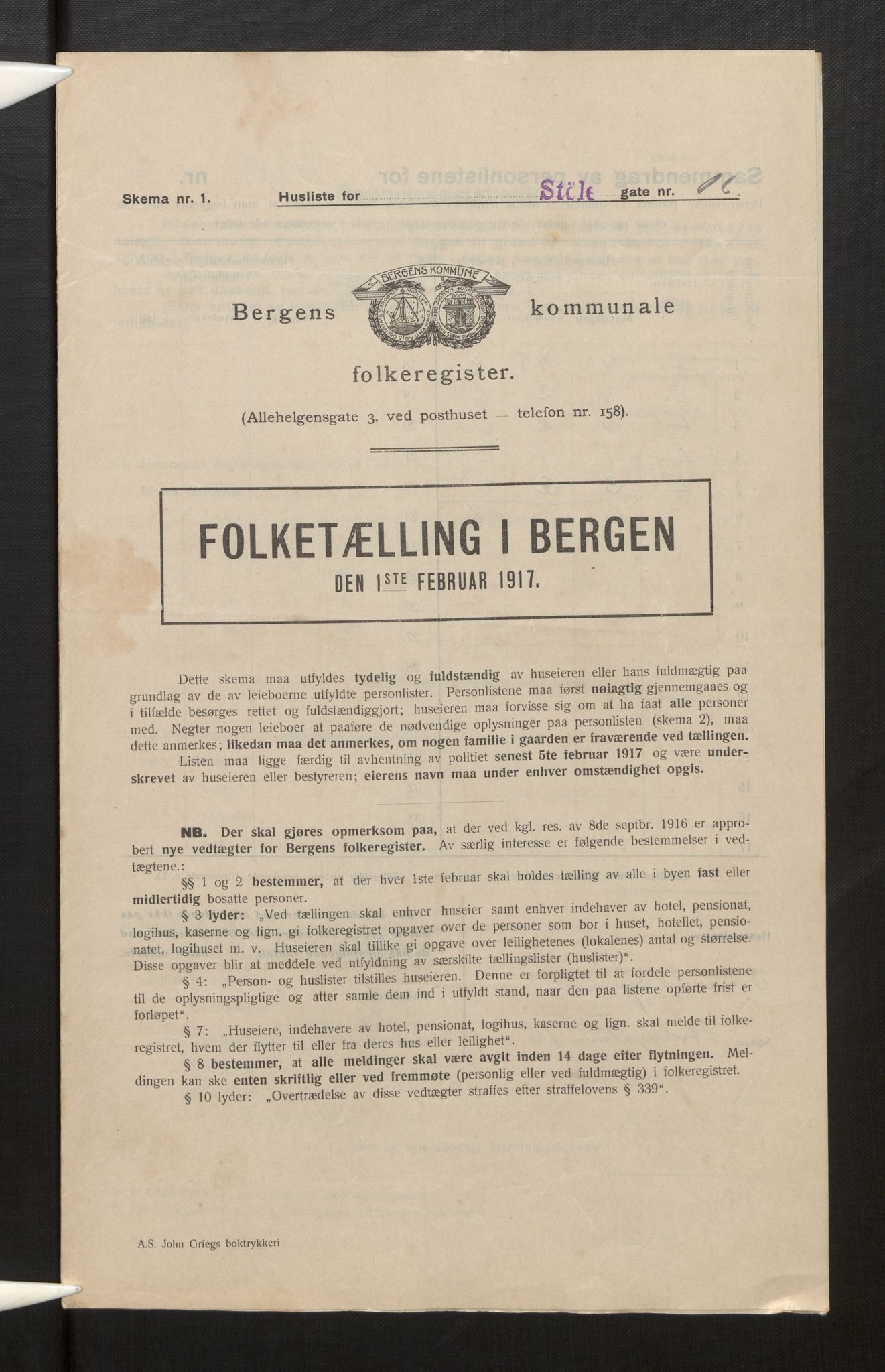 SAB, Municipal Census 1917 for Bergen, 1917, p. 39243