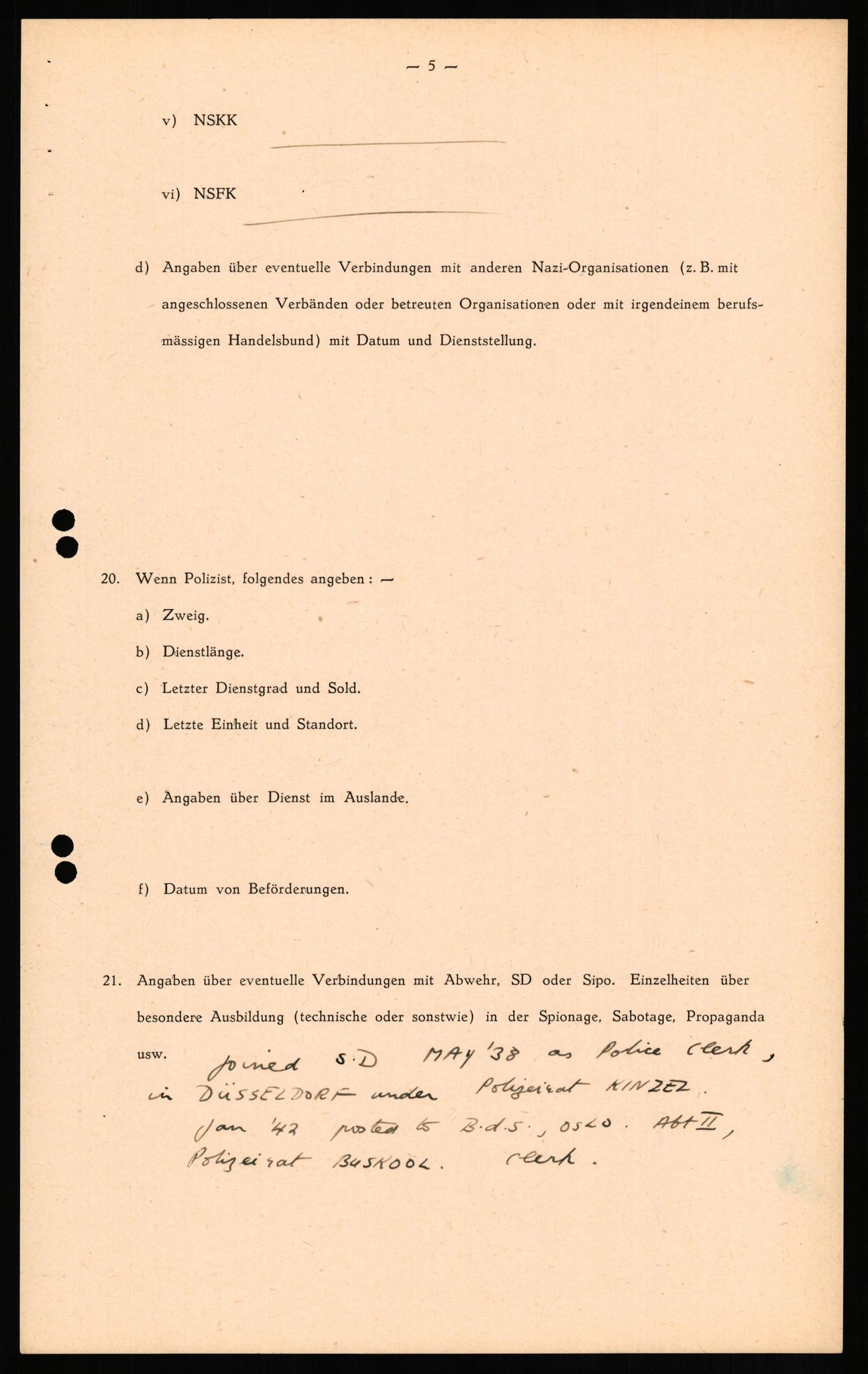 Forsvaret, Forsvarets overkommando II, AV/RA-RAFA-3915/D/Db/L0017: CI Questionaires. Tyske okkupasjonsstyrker i Norge. Tyskere., 1945-1946, p. 349