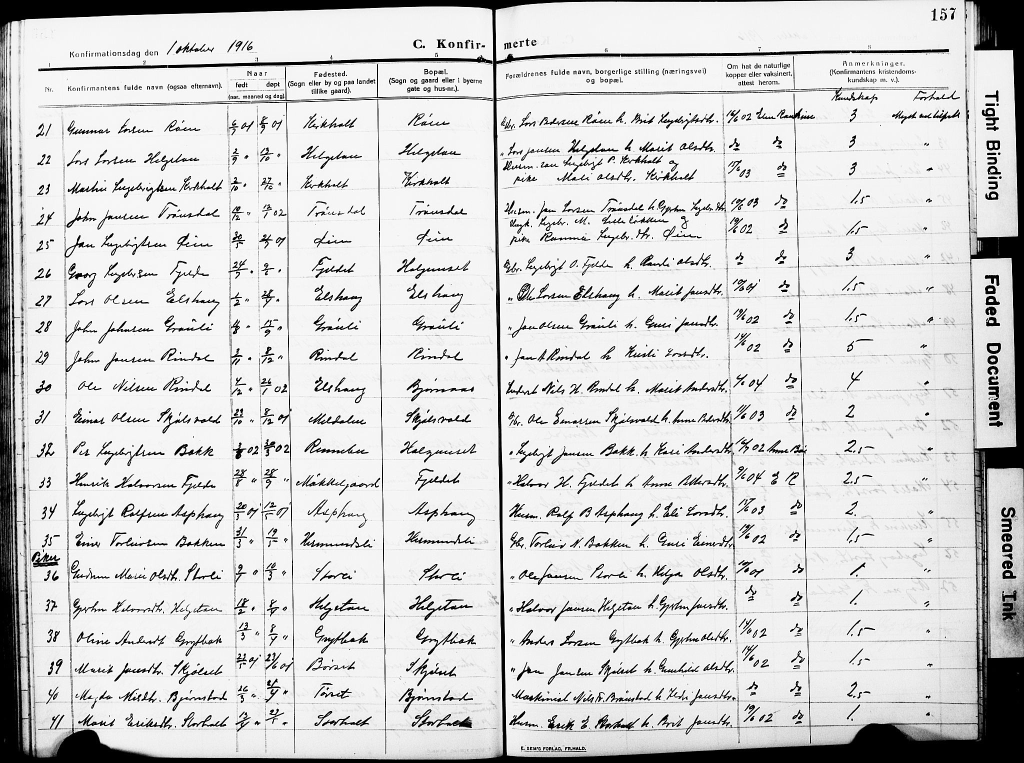 Ministerialprotokoller, klokkerbøker og fødselsregistre - Møre og Romsdal, AV/SAT-A-1454/598/L1079: Parish register (copy) no. 598C04, 1909-1927, p. 157