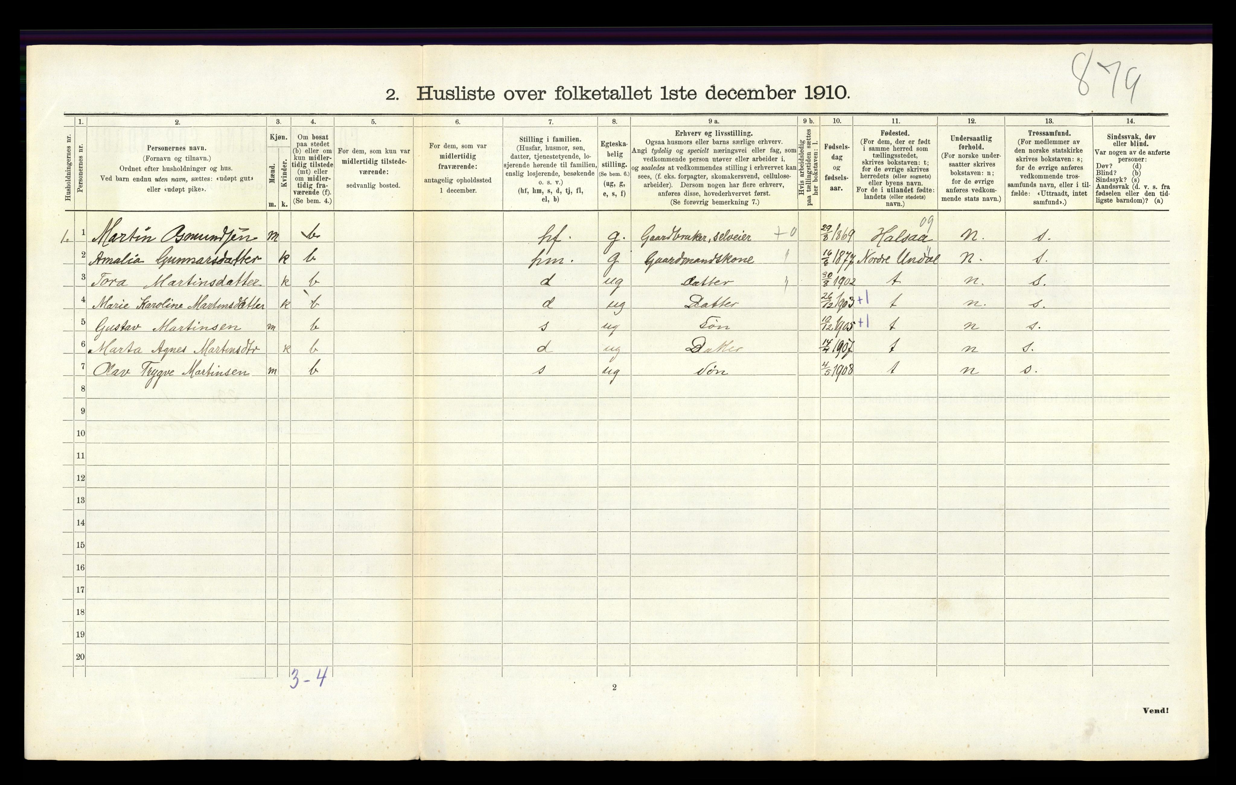 RA, 1910 census for Holum, 1910, p. 473