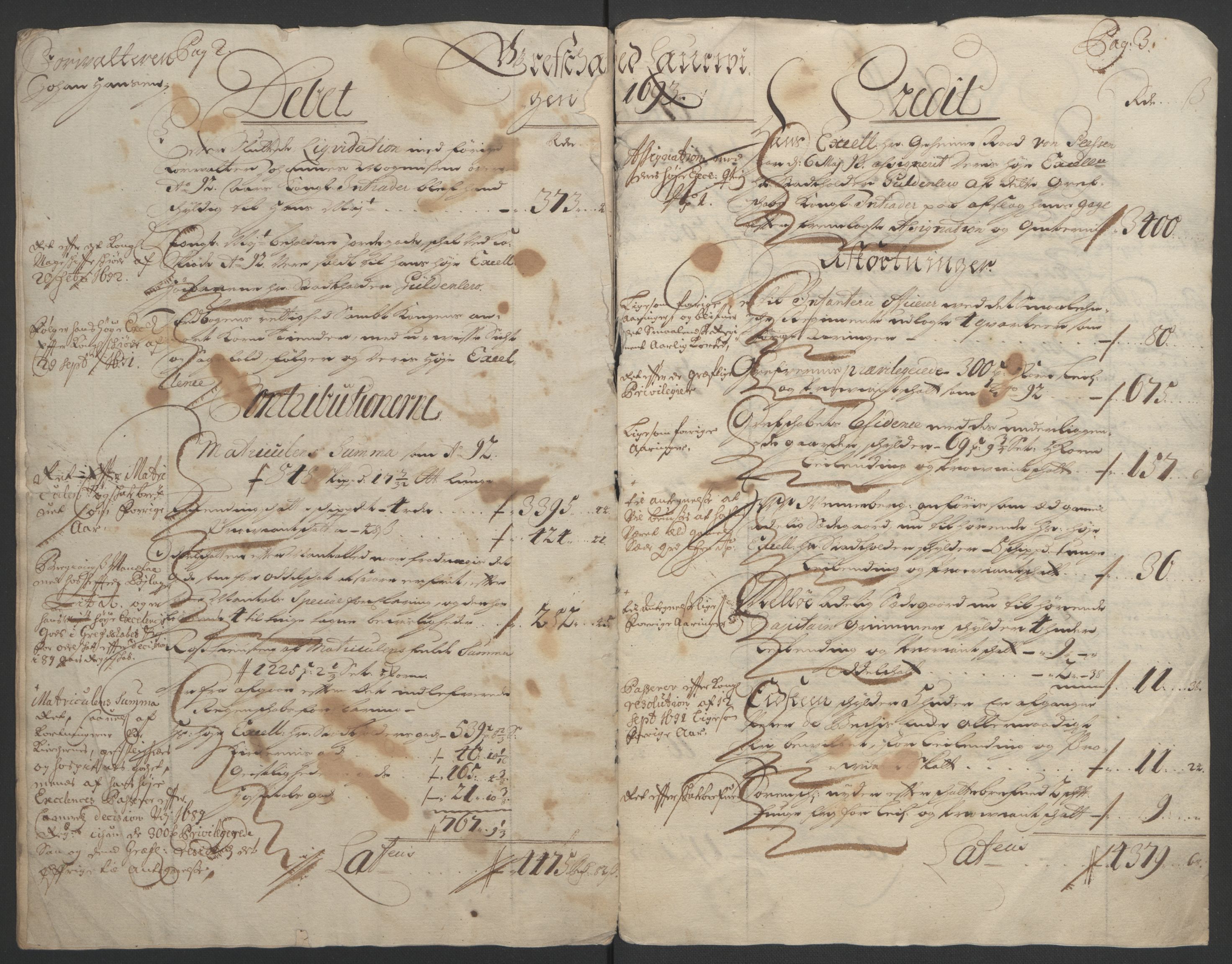 Rentekammeret inntil 1814, Reviderte regnskaper, Fogderegnskap, AV/RA-EA-4092/R33/L1974: Fogderegnskap Larvik grevskap, 1693-1695, p. 13