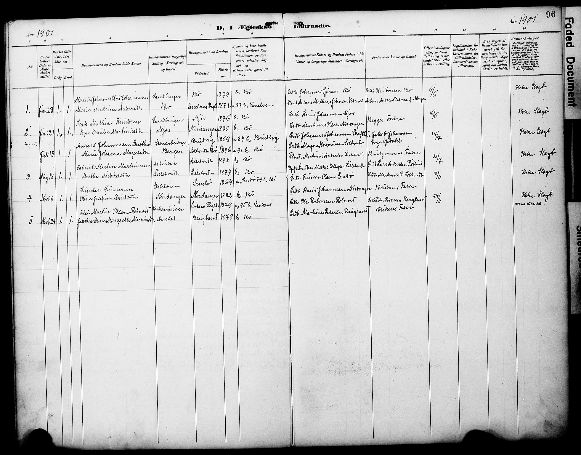 Manger sokneprestembete, SAB/A-76801/H/Haa: Parish register (official) no. C 2, 1891-1902, p. 96