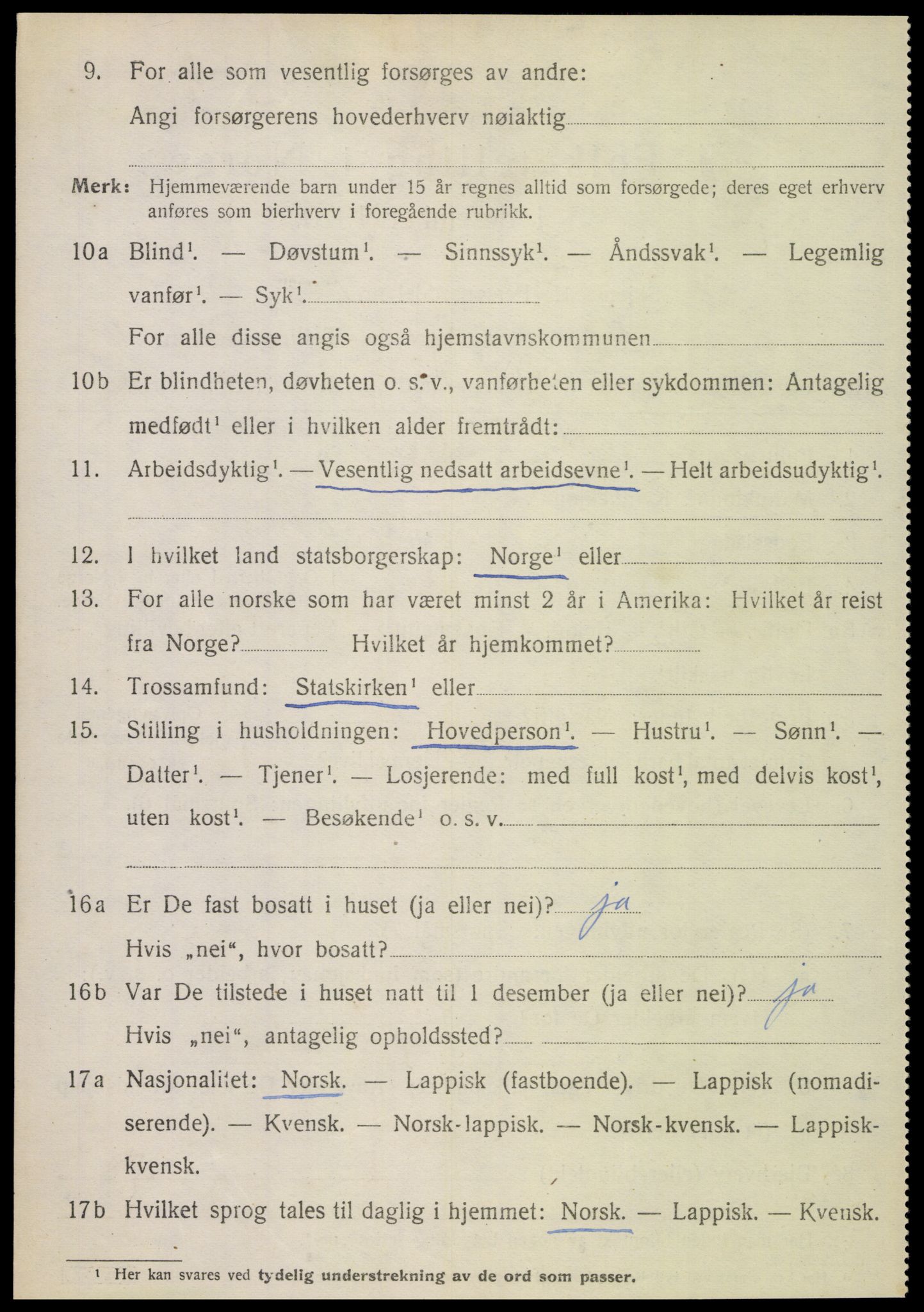 SAT, 1920 census for Hamarøy, 1920, p. 2643