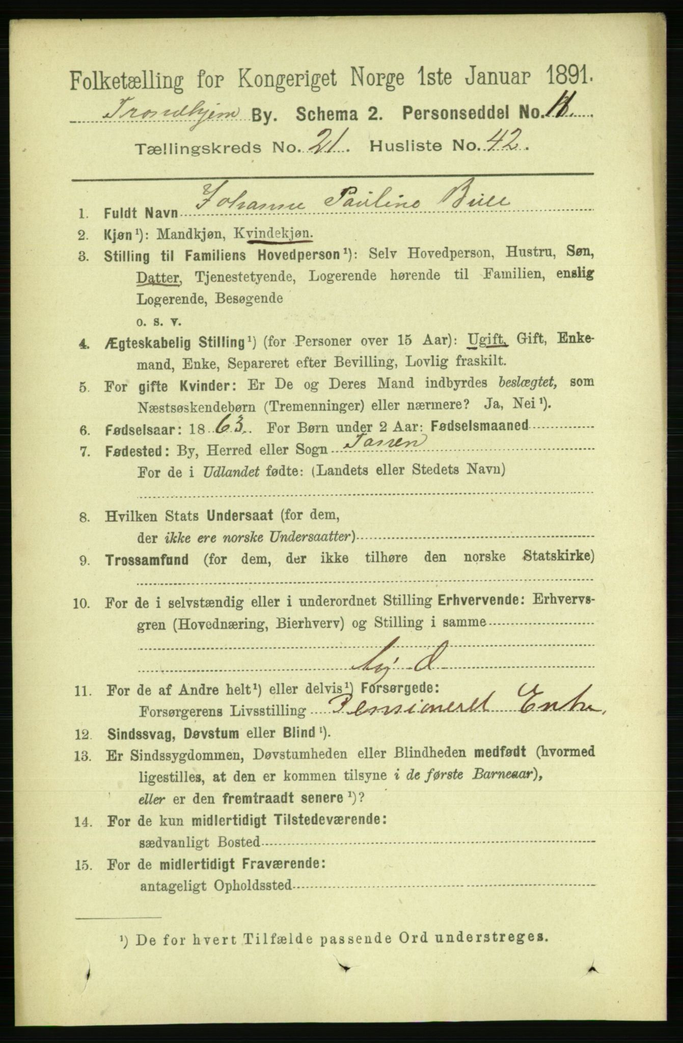 RA, 1891 census for 1601 Trondheim, 1891, p. 16524