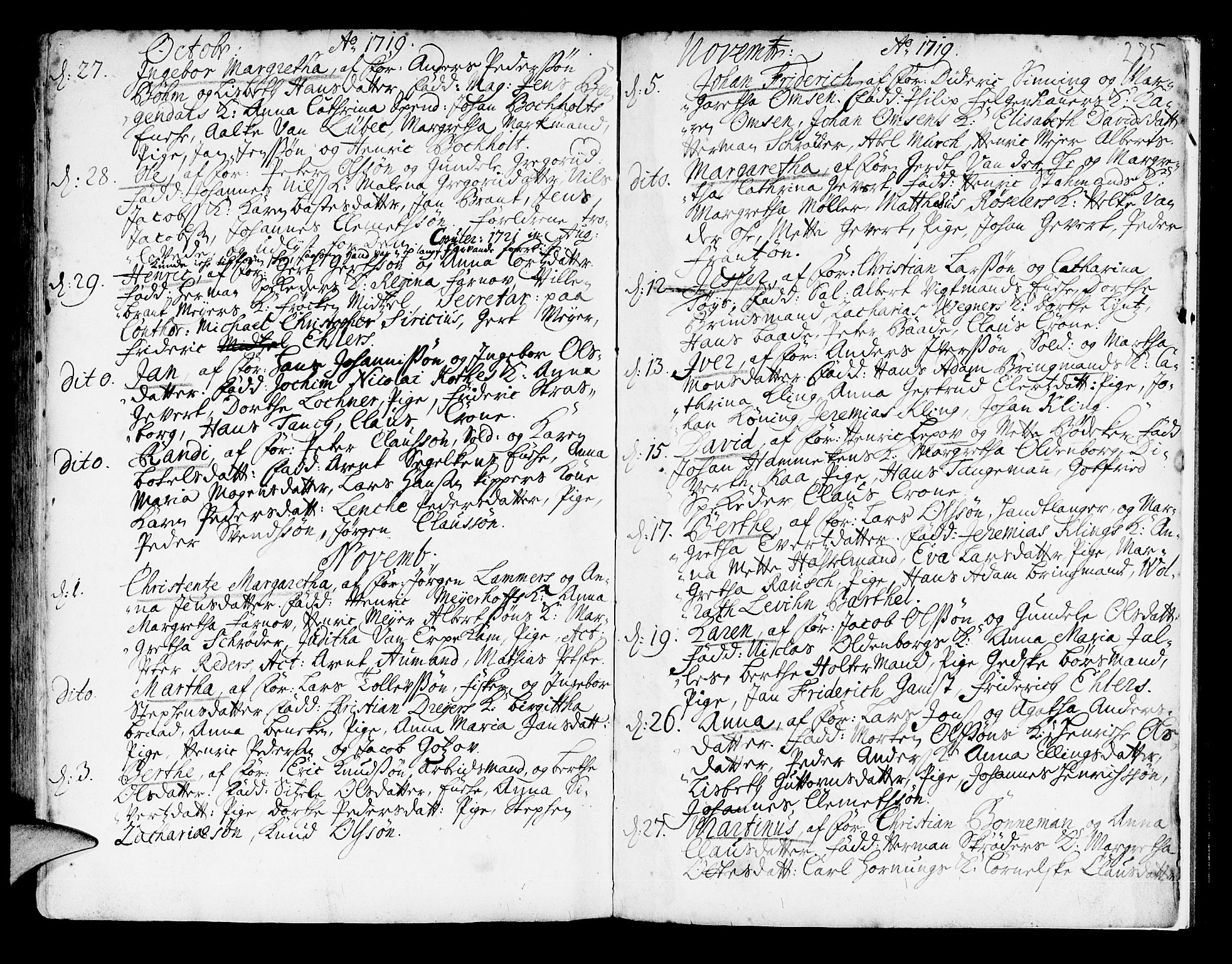 Korskirken sokneprestembete, AV/SAB-A-76101/H/Haa/L0003: Parish register (official) no. A 3, 1698-1719, p. 275