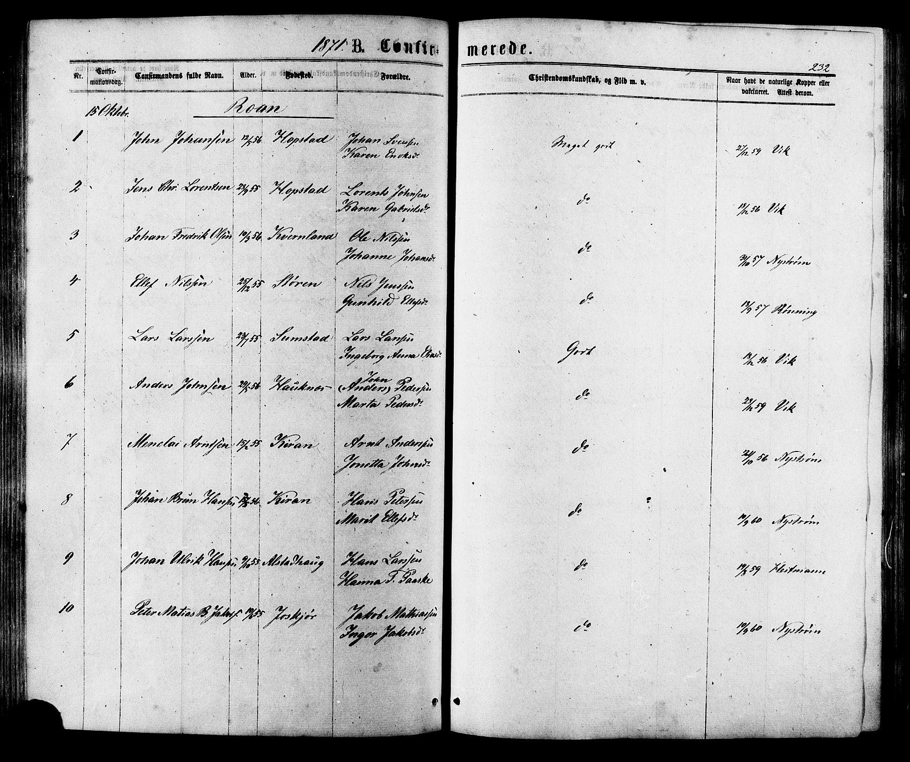 Ministerialprotokoller, klokkerbøker og fødselsregistre - Sør-Trøndelag, SAT/A-1456/657/L0706: Parish register (official) no. 657A07, 1867-1878, p. 232