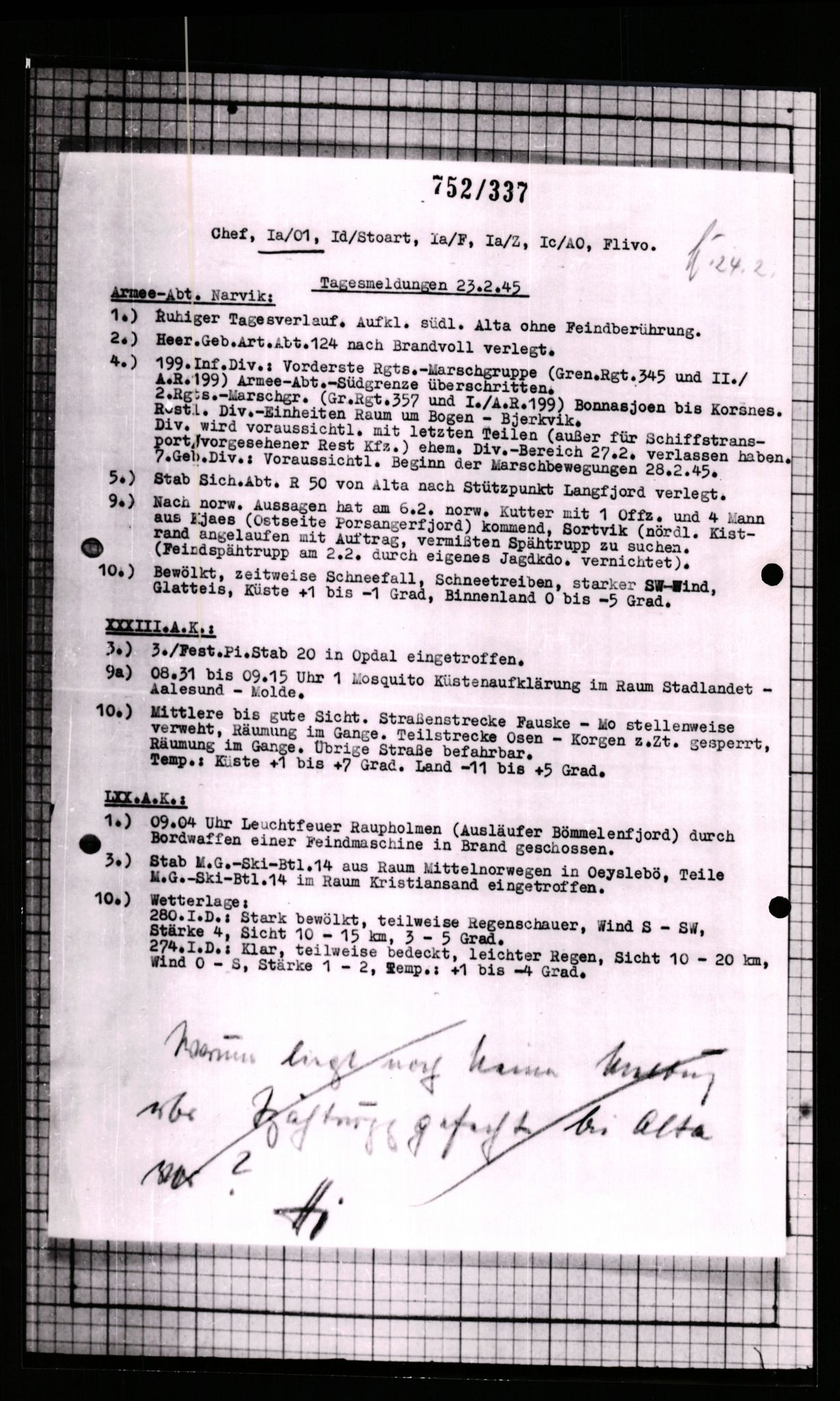 Forsvarets Overkommando. 2 kontor. Arkiv 11.4. Spredte tyske arkivsaker, AV/RA-RAFA-7031/D/Dar/Dara/L0007: Krigsdagbøker for 20. Gebirgs-Armee-Oberkommando (AOK 20), 1945, p. 581