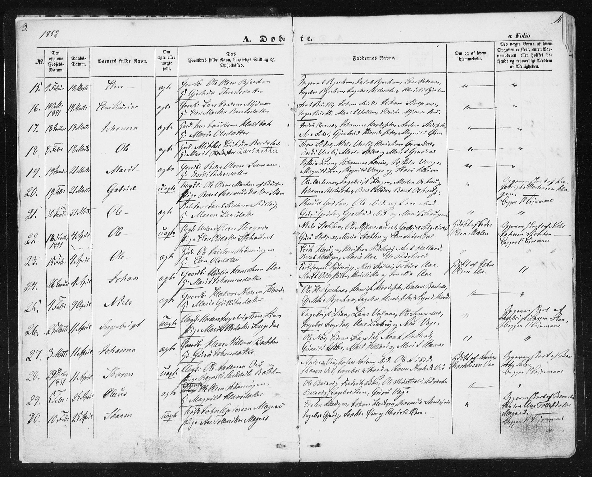 Ministerialprotokoller, klokkerbøker og fødselsregistre - Sør-Trøndelag, AV/SAT-A-1456/630/L0494: Parish register (official) no. 630A07, 1852-1868, p. 3-4