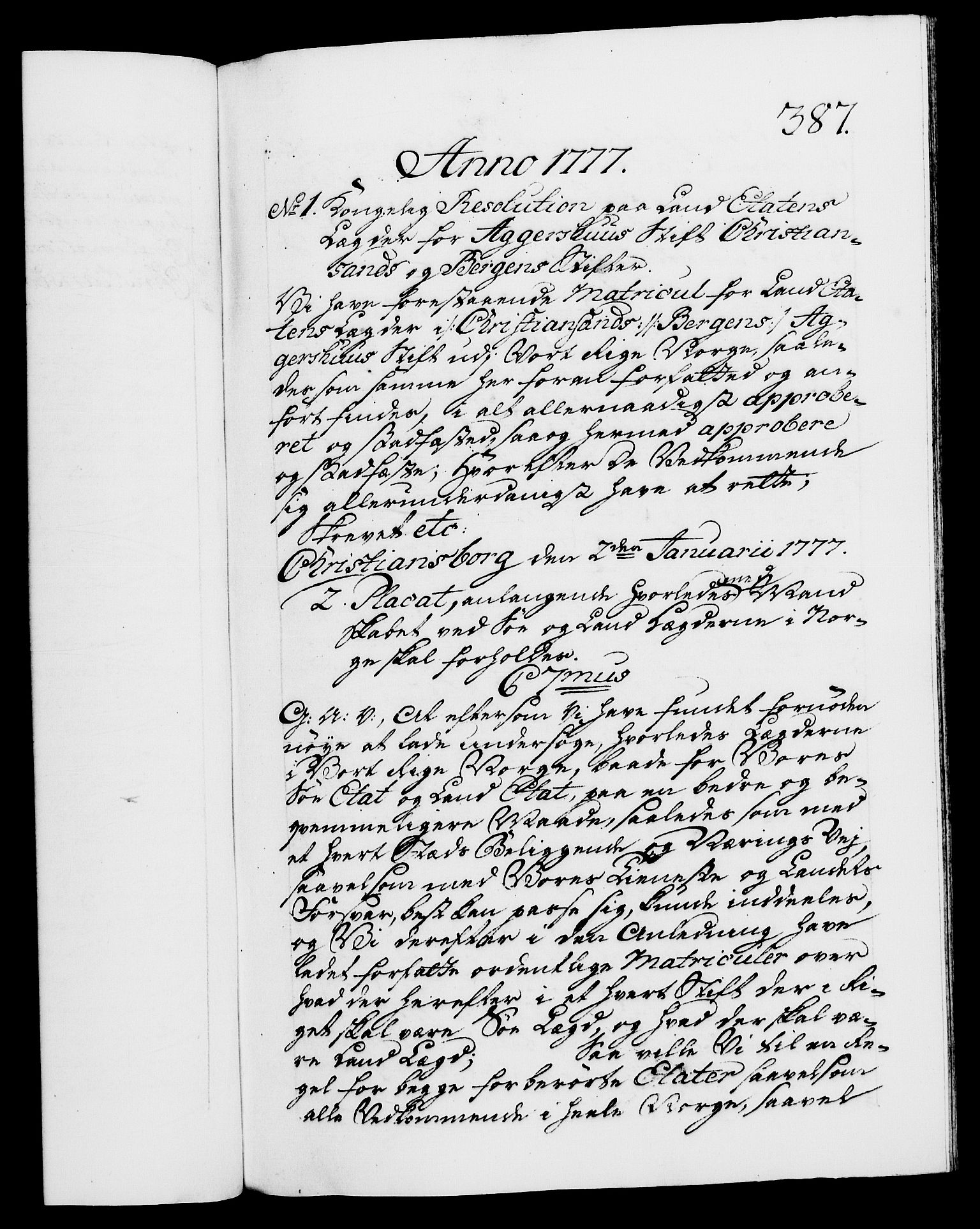 Danske Kanselli 1572-1799, RA/EA-3023/F/Fc/Fca/Fcaa/L0047: Norske registre, 1776-1778, p. 387a