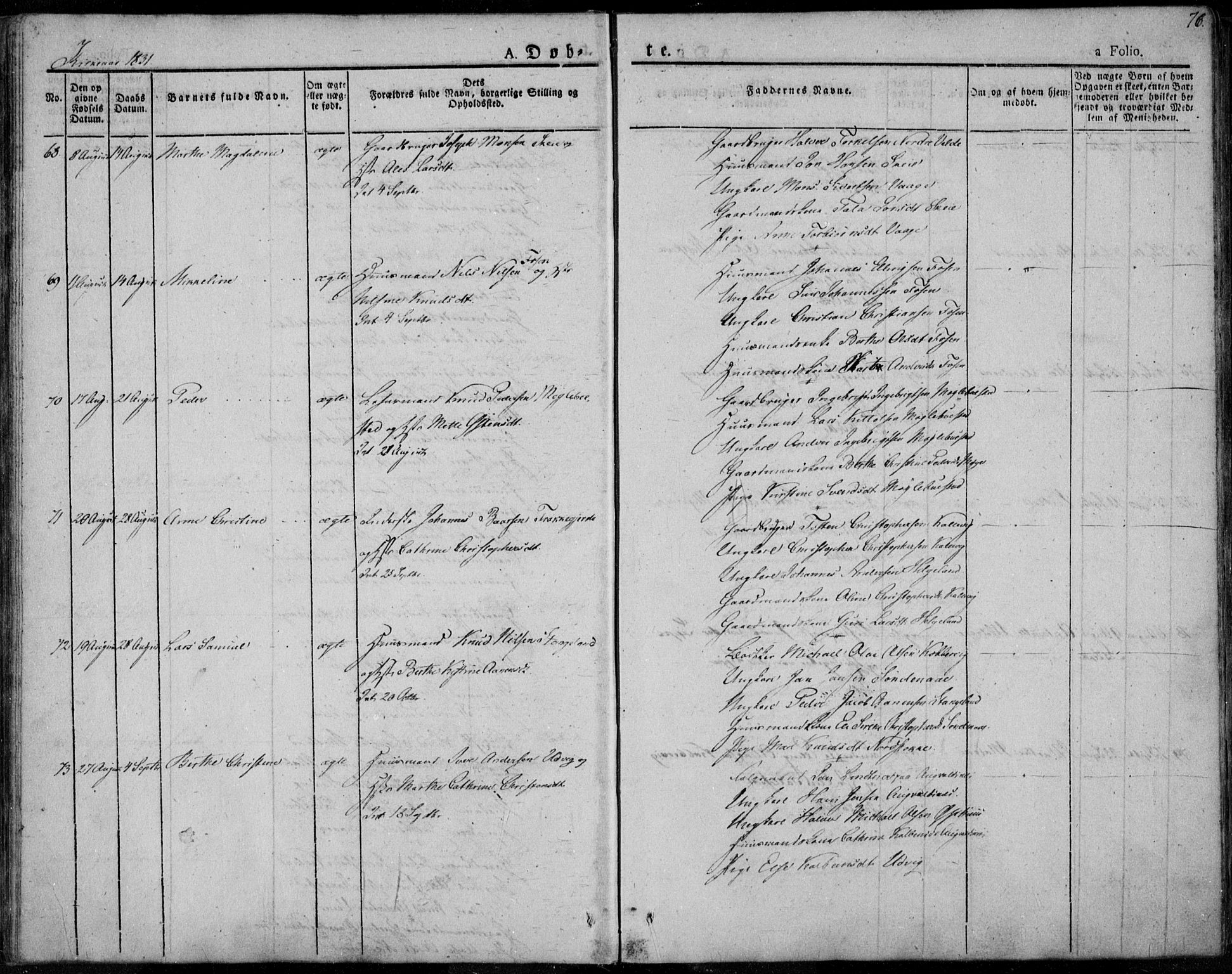 Avaldsnes sokneprestkontor, AV/SAST-A -101851/H/Ha/Haa/L0005: Parish register (official) no. A 5.1, 1825-1841, p. 76