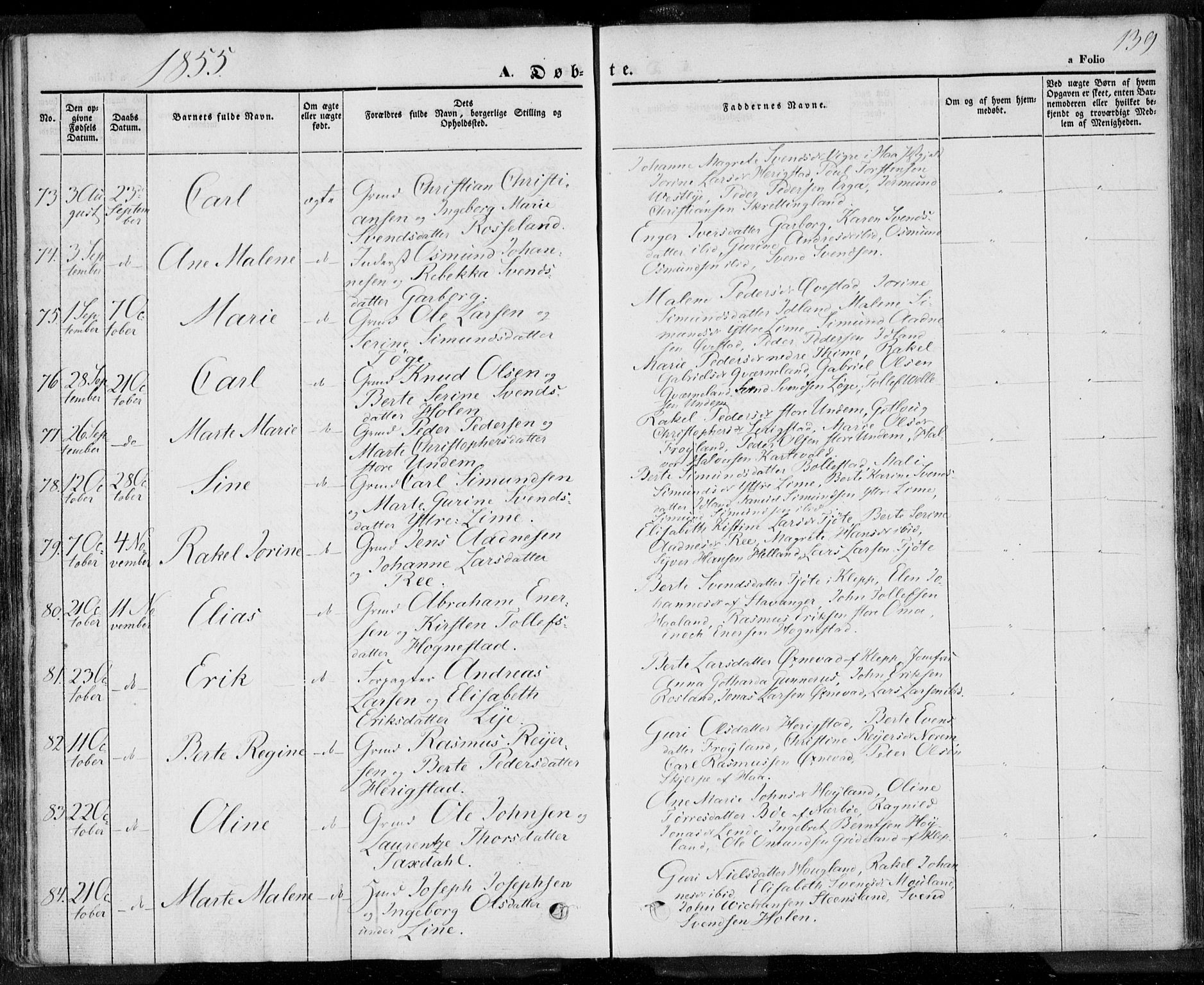 Lye sokneprestkontor, AV/SAST-A-101794/001/30BA/L0005: Parish register (official) no. A 5.1, 1842-1855, p. 139