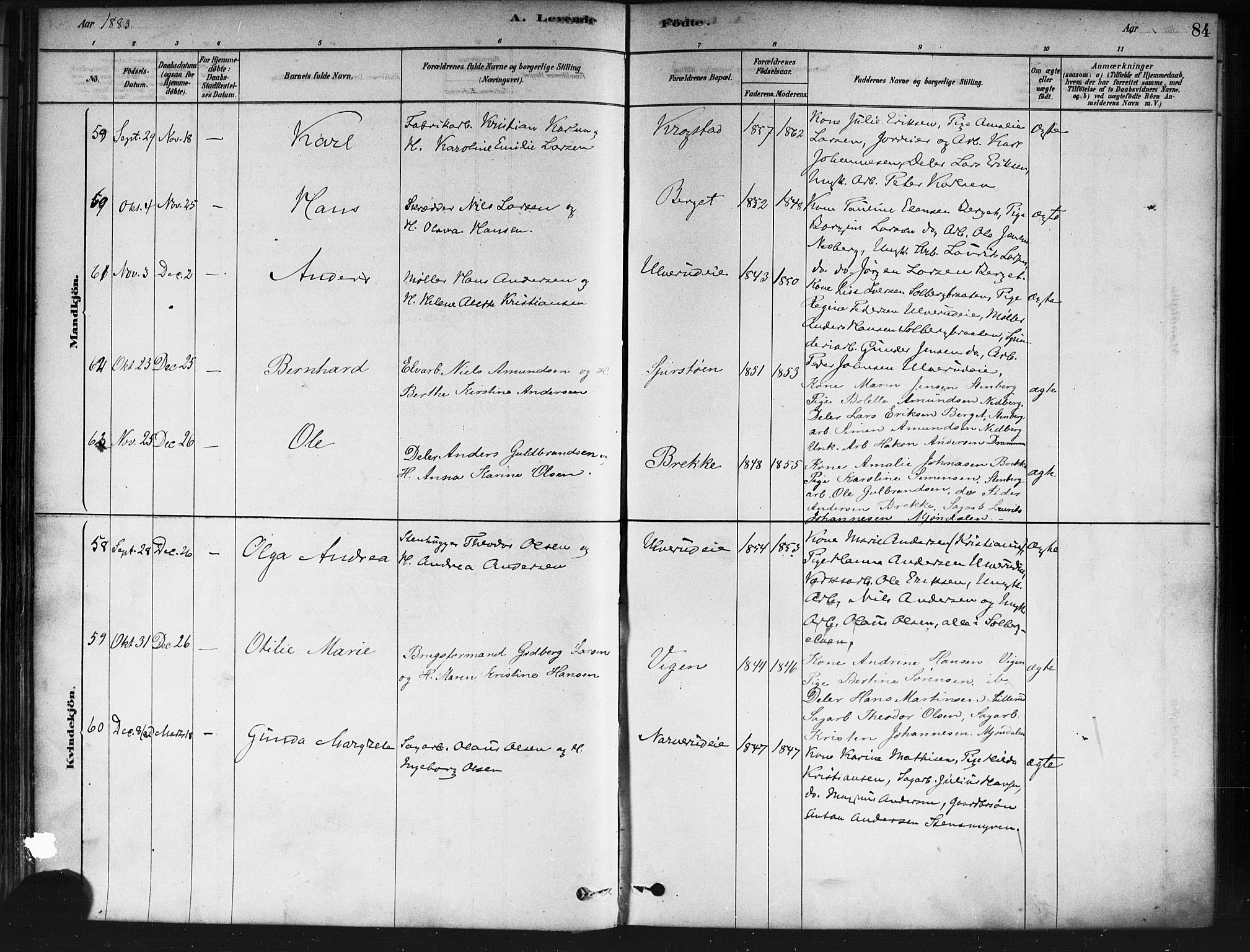 Nedre Eiker kirkebøker, AV/SAKO-A-612/F/Fa/L0002: Parish register (official) no. 2, 1878-1885, p. 84