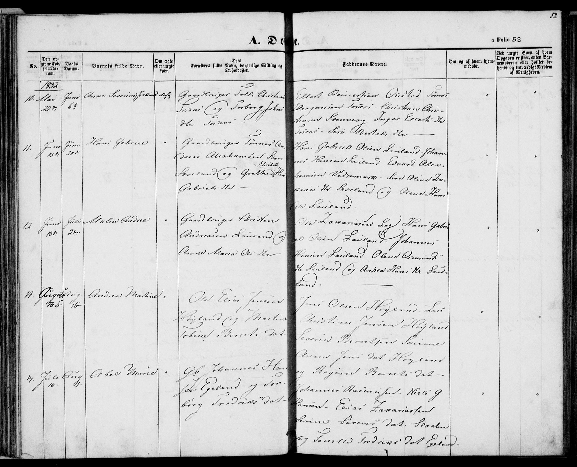 Herad sokneprestkontor, AV/SAK-1111-0018/F/Fa/Faa/L0004: Parish register (official) no. A 4, 1844-1853, p. 52