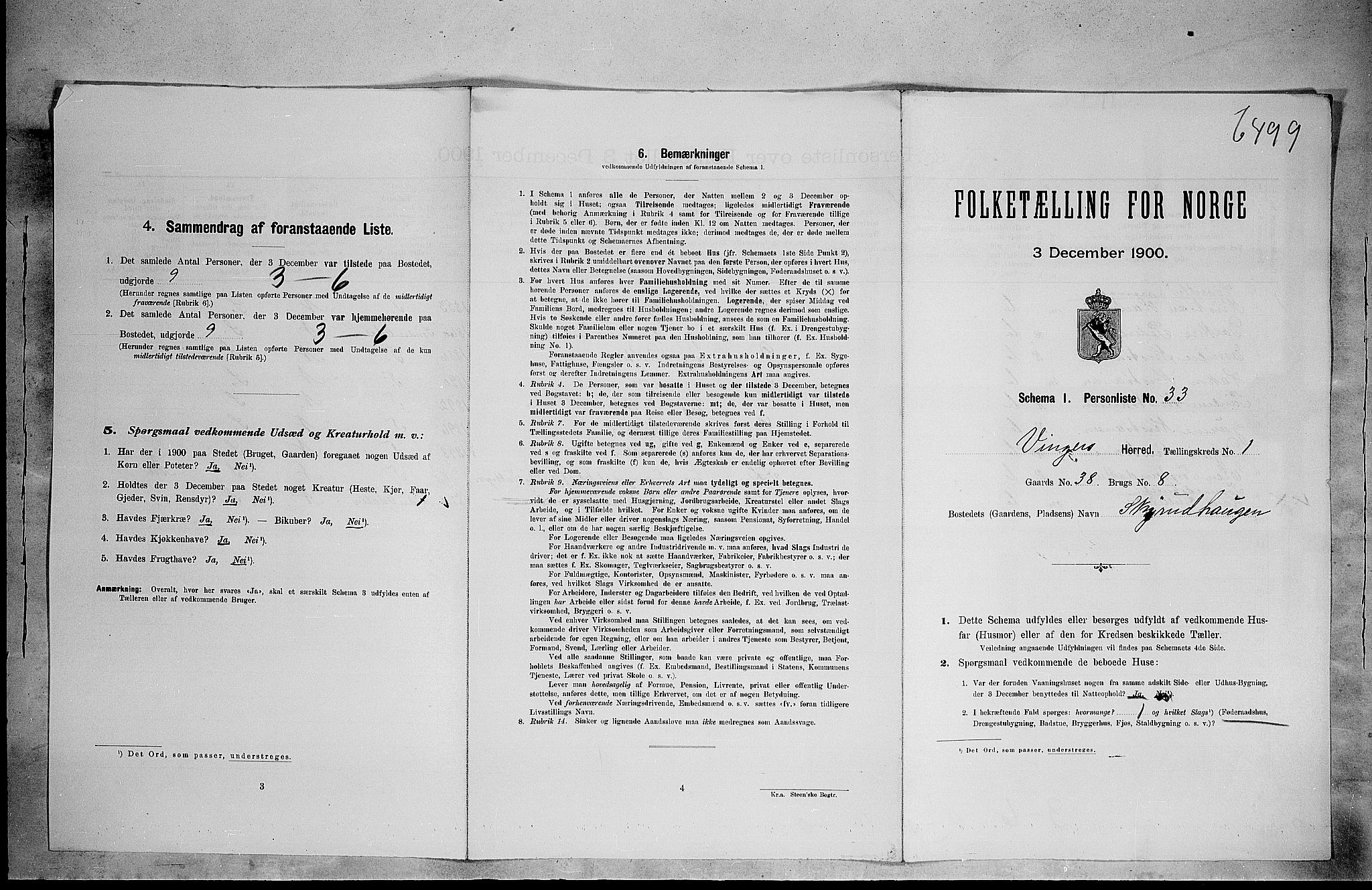 SAH, 1900 census for Vinger, 1900, p. 204