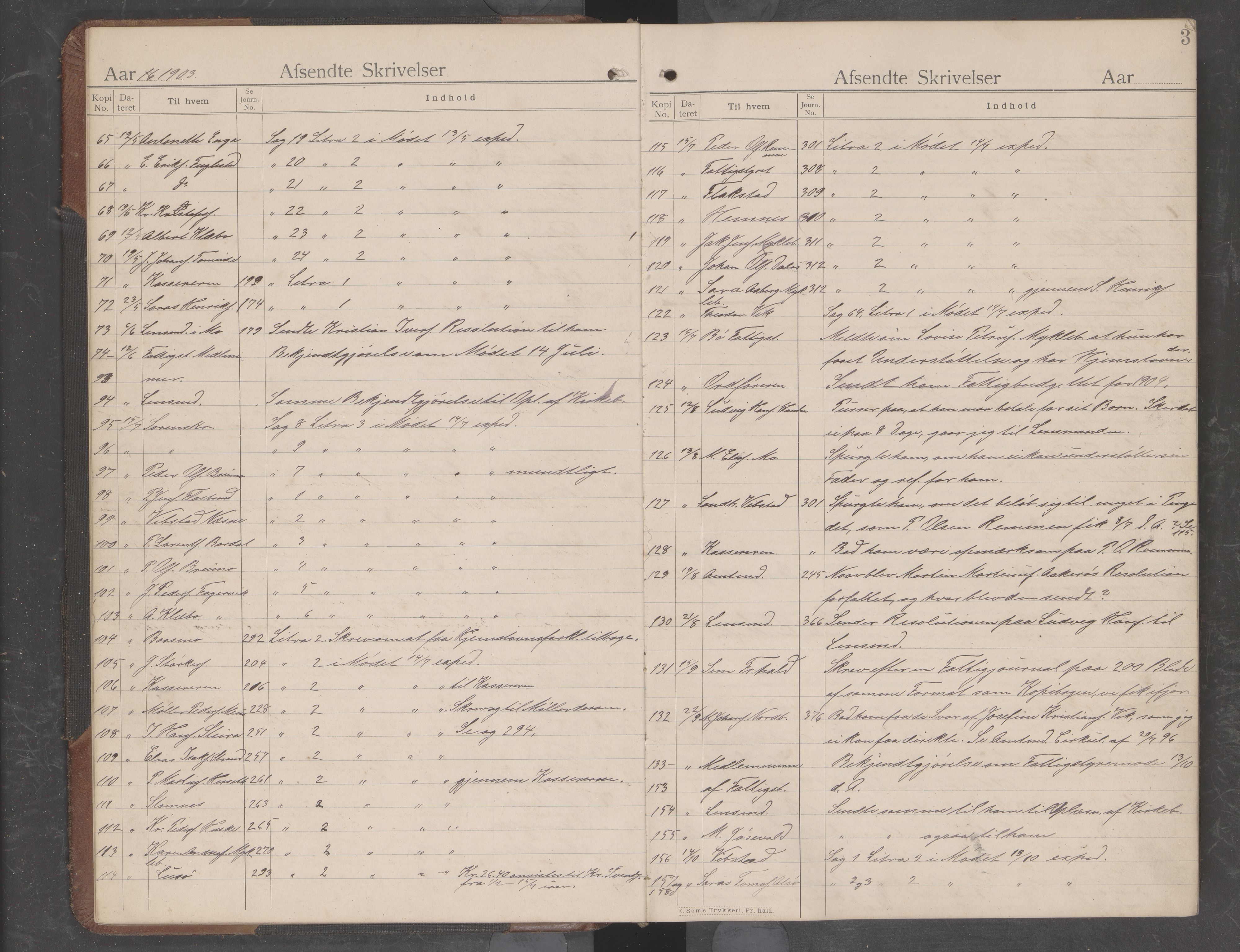 Nesna kommune. Fattigstyret, AIN/K-18280.610/210/L0001: Kopibok, 1903-1910