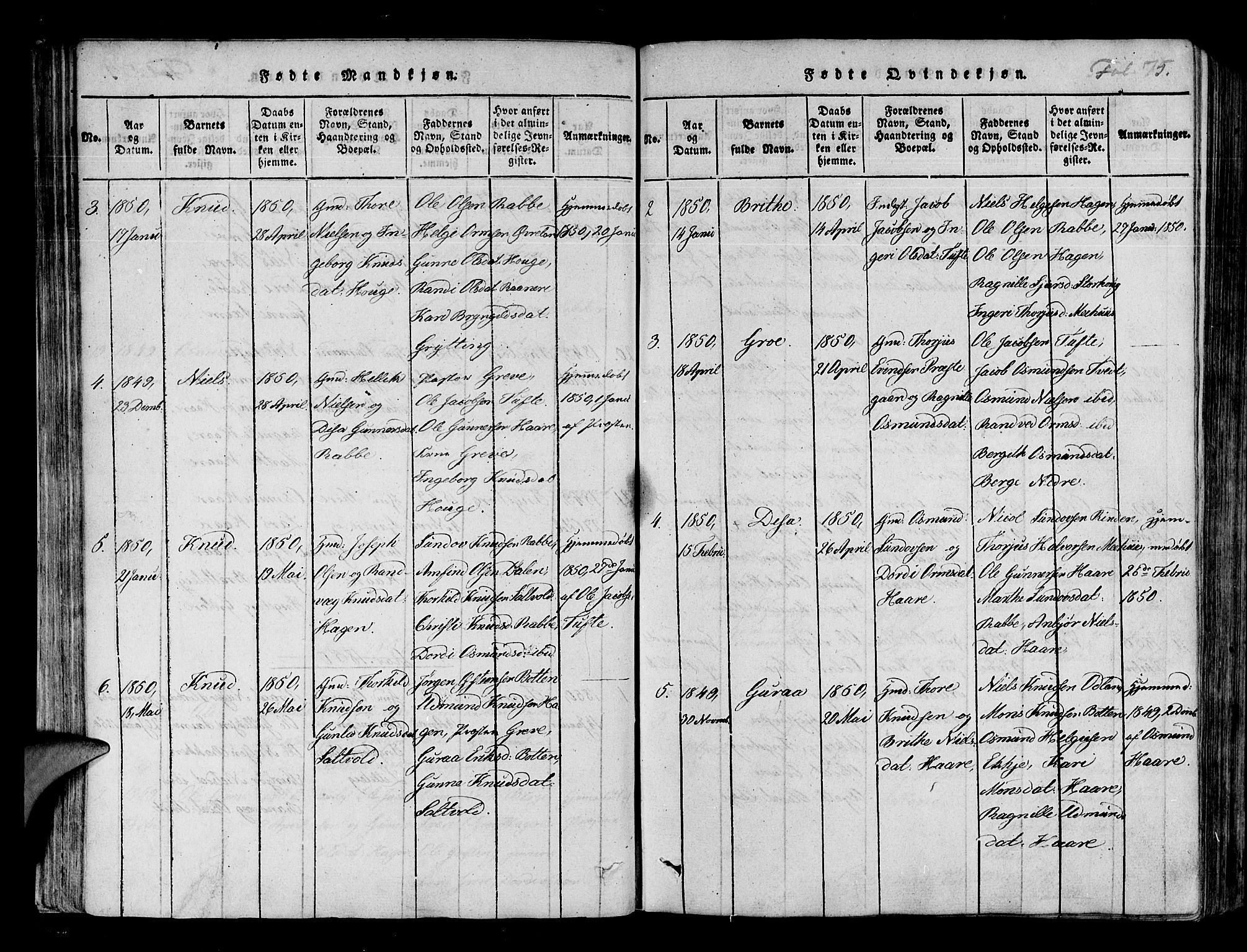 Røldal sokneprestembete, AV/SAB-A-100247: Parish register (official) no. A 2, 1817-1856, p. 75