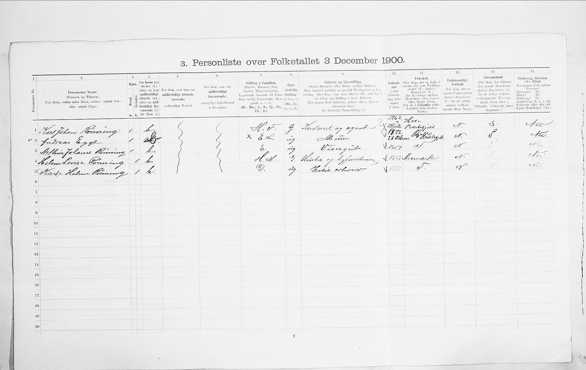 SAO, 1900 census for Kristiania, 1900, p. 103334